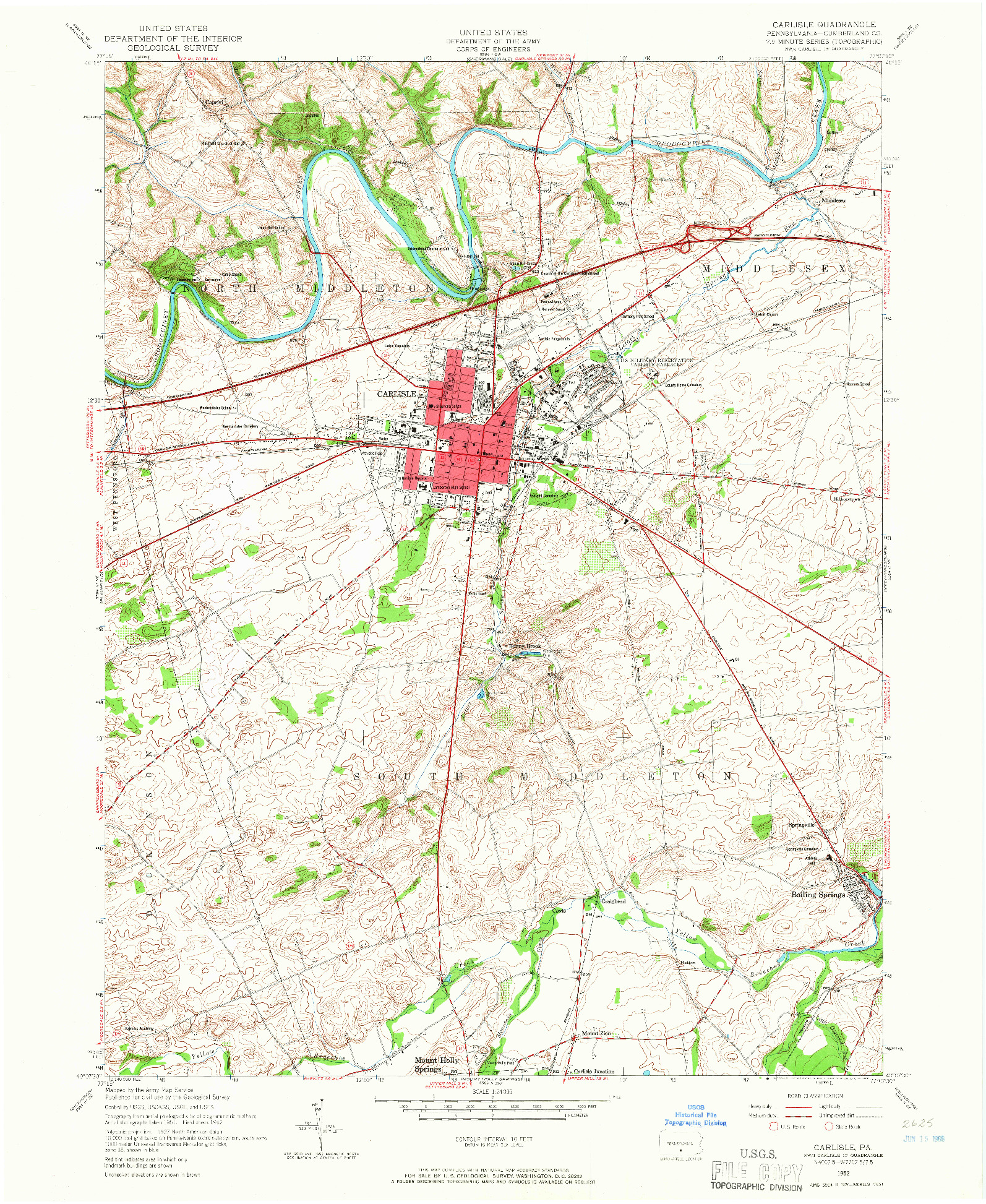 USGS 1:24000-SCALE QUADRANGLE FOR CARLISLE, PA 1952