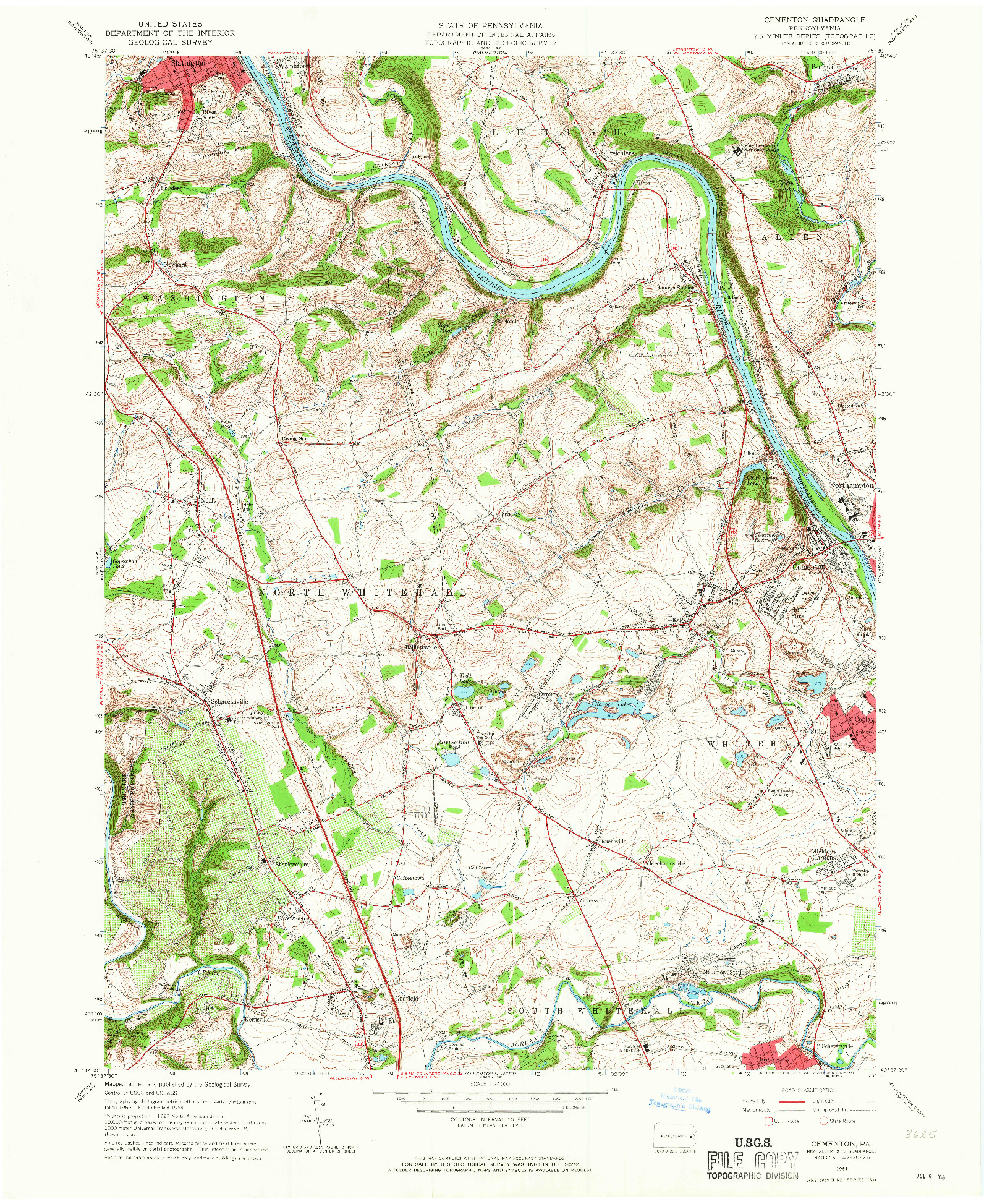 USGS 1:24000-SCALE QUADRANGLE FOR CEMENTON, PA 1964