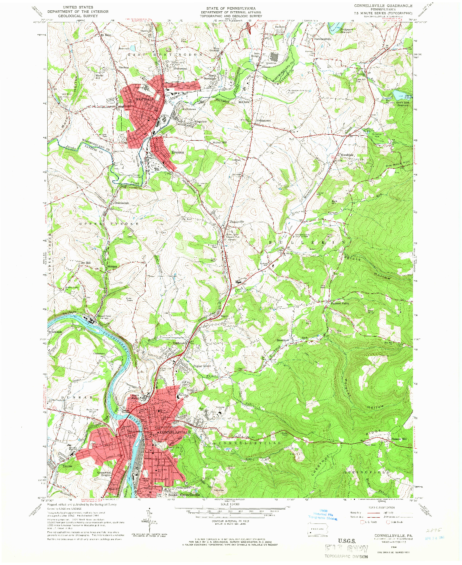 USGS 1:24000-SCALE QUADRANGLE FOR CONNELLSVILLE, PA 1964