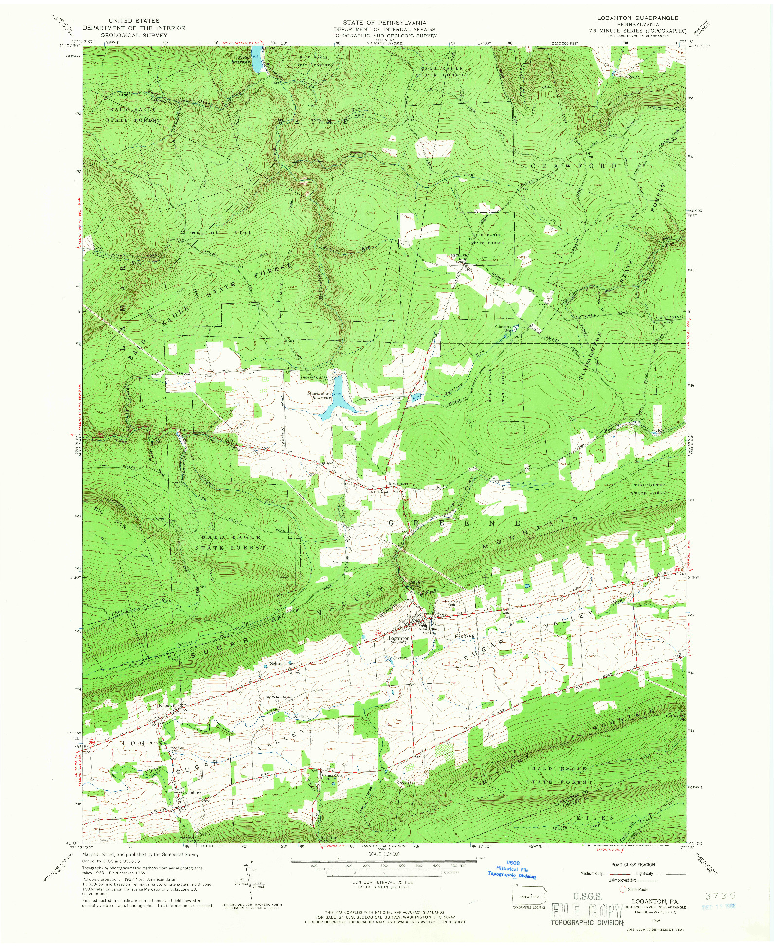 USGS 1:24000-SCALE QUADRANGLE FOR LOGANTON, PA 1965