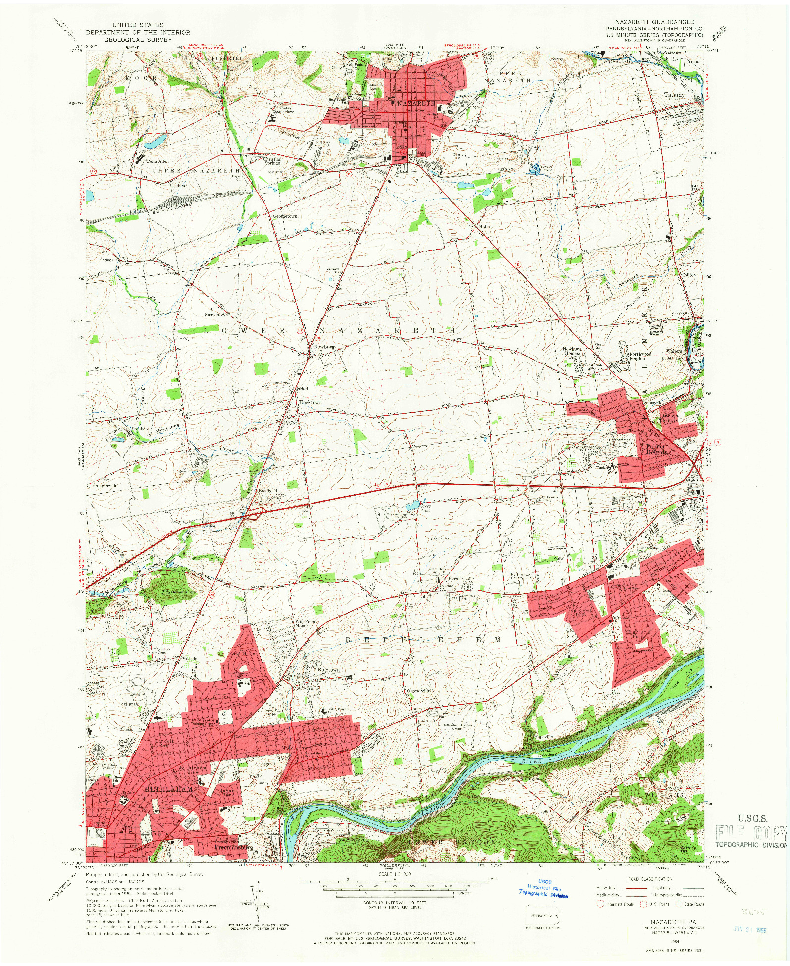 USGS 1:24000-SCALE QUADRANGLE FOR NAZARETH, PA 1964