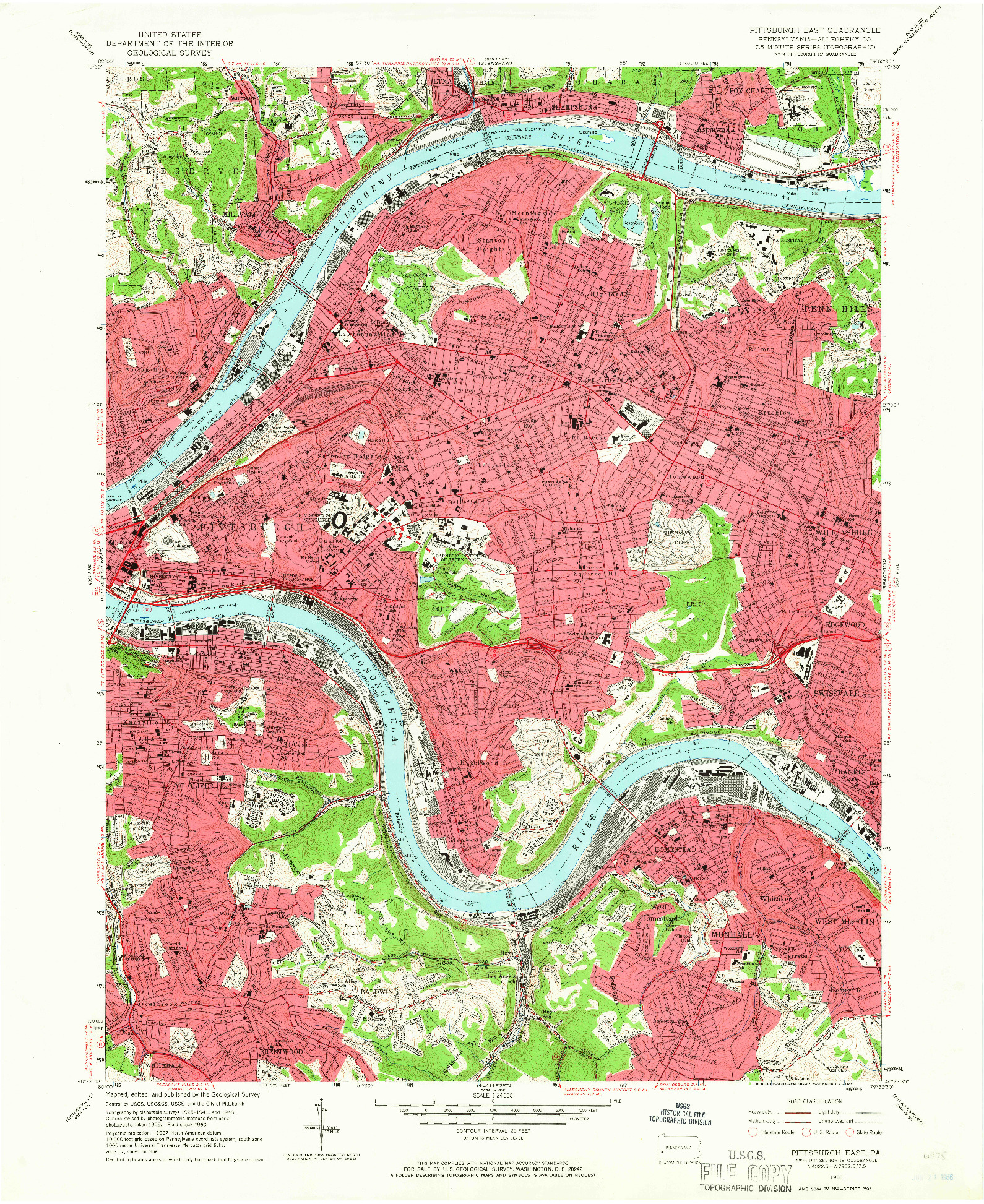 USGS 1:24000-SCALE QUADRANGLE FOR PITTSBURGH EAST, PA 1960