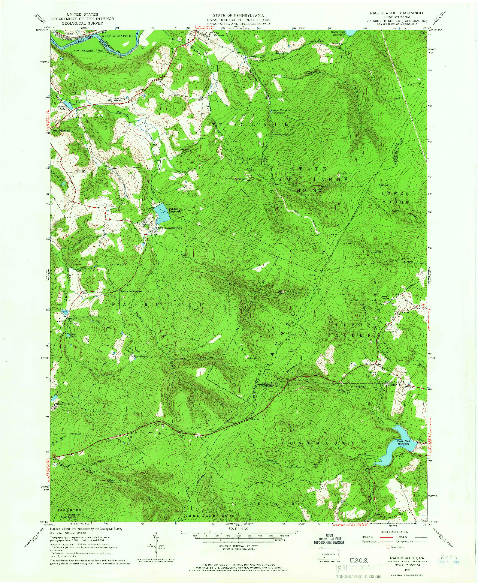 USGS 1:24000-SCALE QUADRANGLE FOR RACHELWOOD, PA 1964