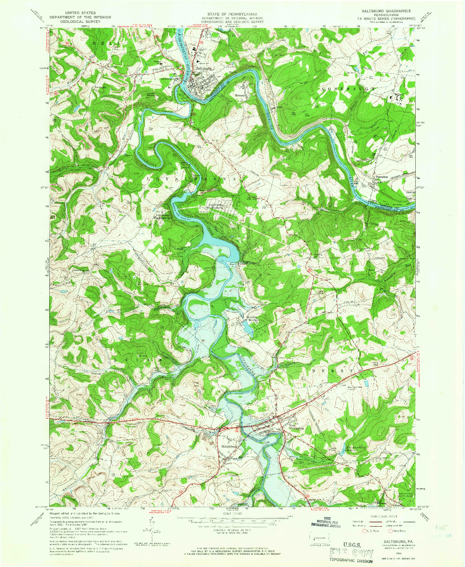 USGS 1:24000-SCALE QUADRANGLE FOR SALTSBURG, PA 1964