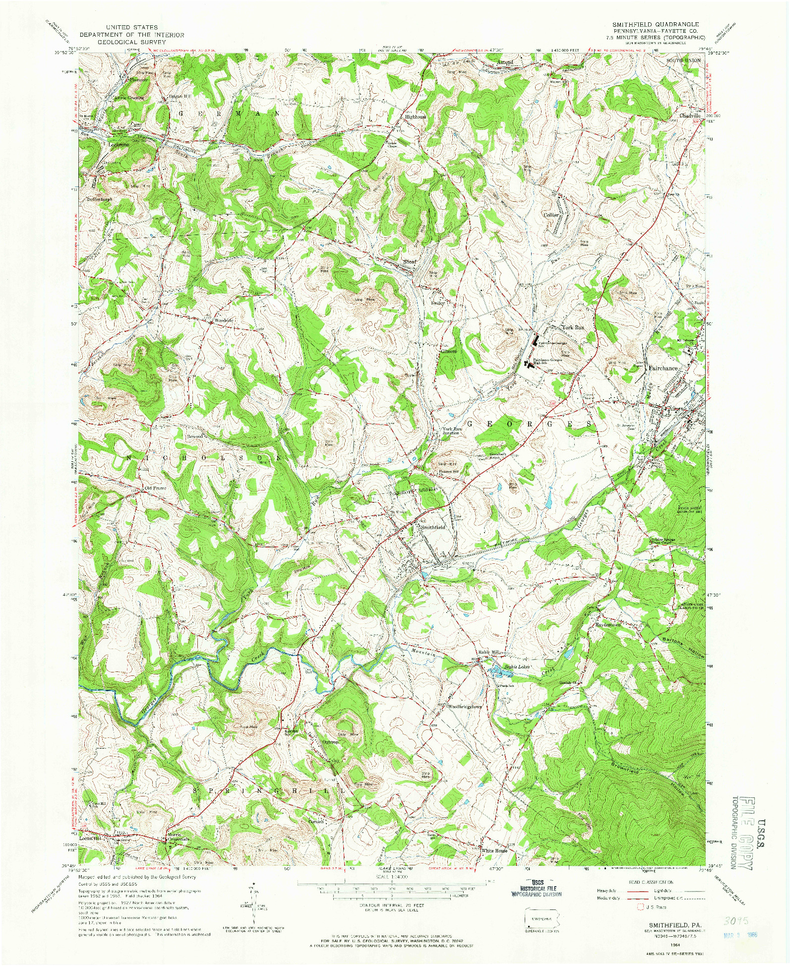 USGS 1:24000-SCALE QUADRANGLE FOR SMITHFIELD, PA 1964