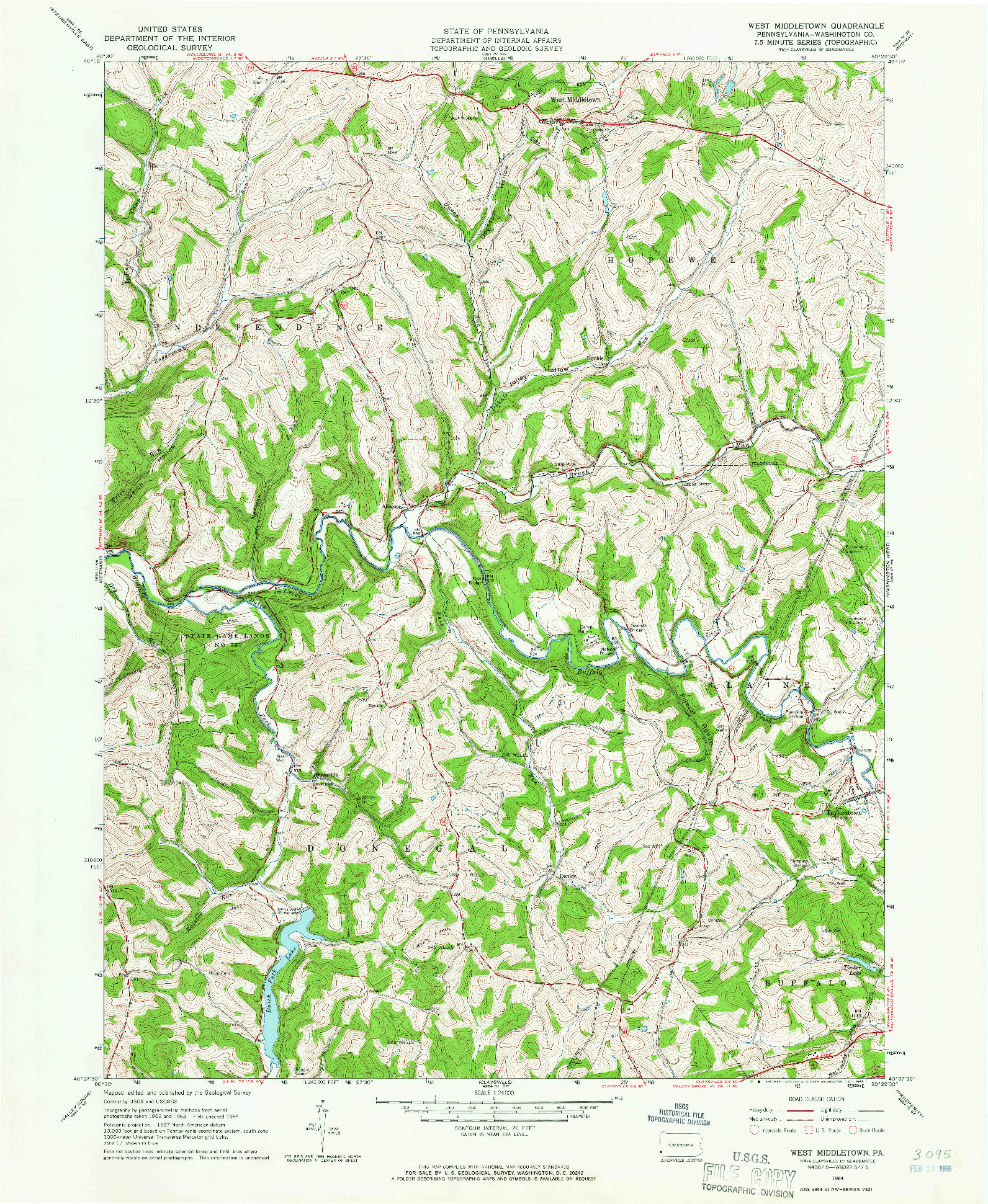 USGS 1:24000-SCALE QUADRANGLE FOR WEST MIDDLETOWN, PA 1964