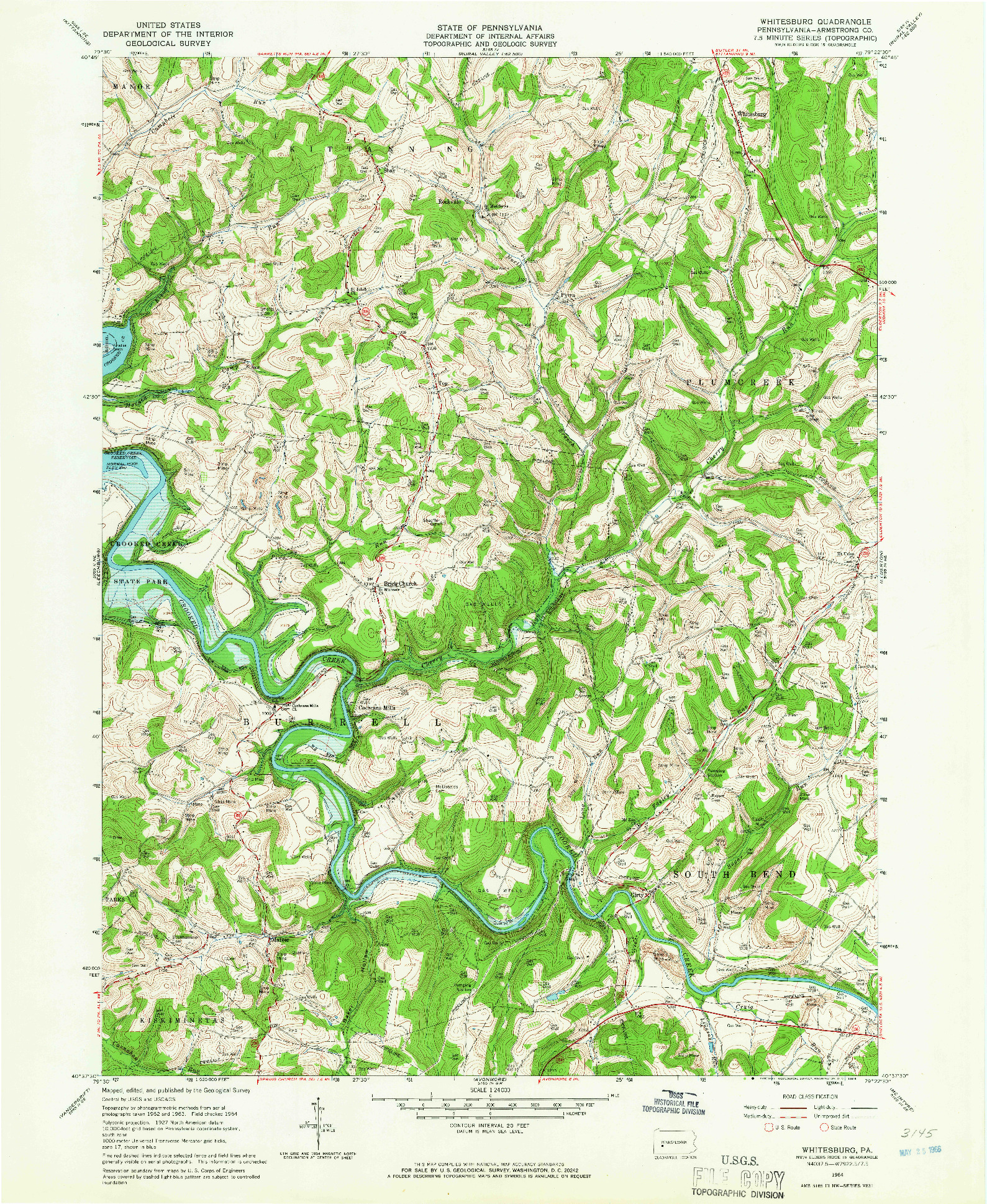 USGS 1:24000-SCALE QUADRANGLE FOR WHITESBURG, PA 1964