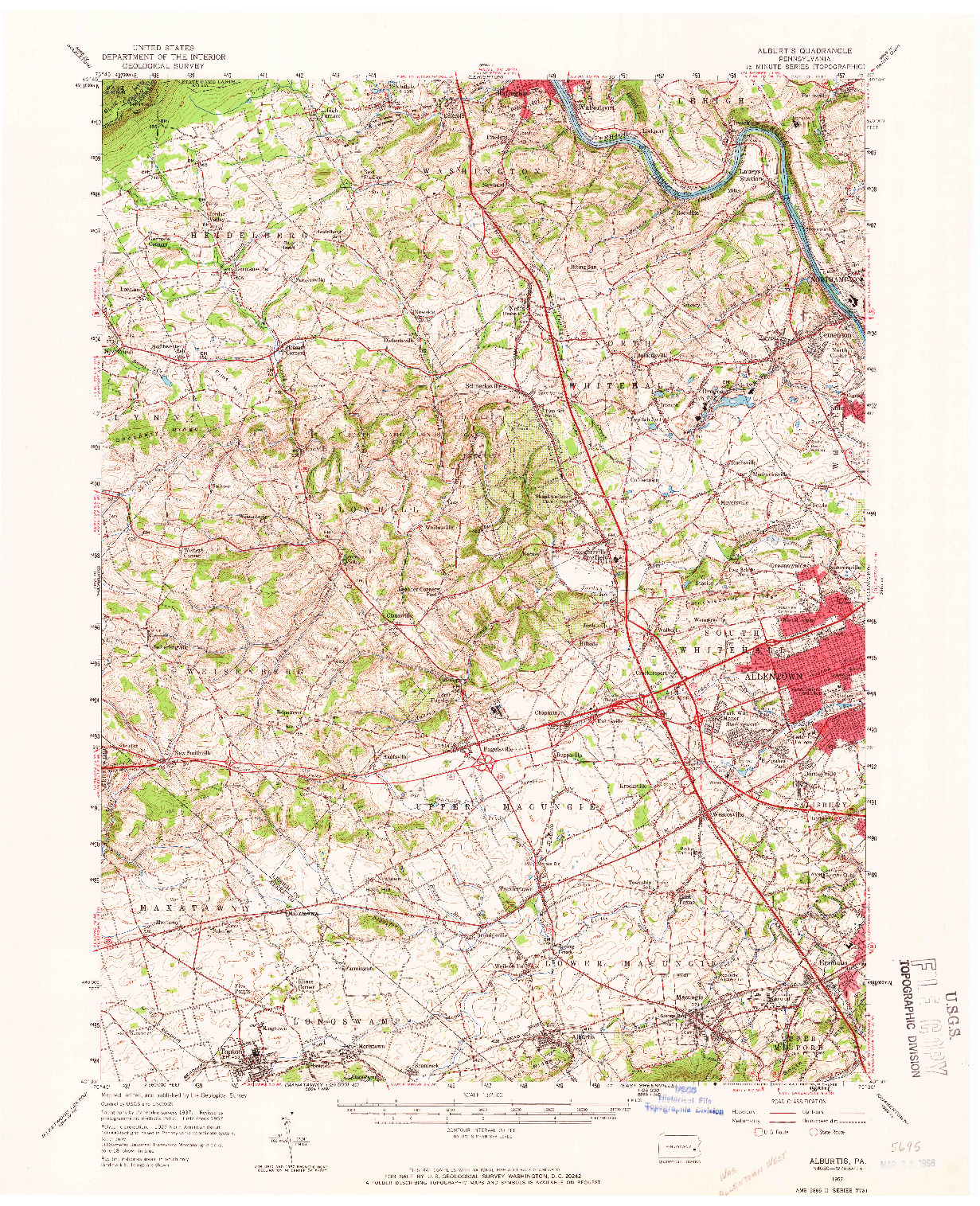 USGS 1:62500-SCALE QUADRANGLE FOR ALBURTIS, PA 1957