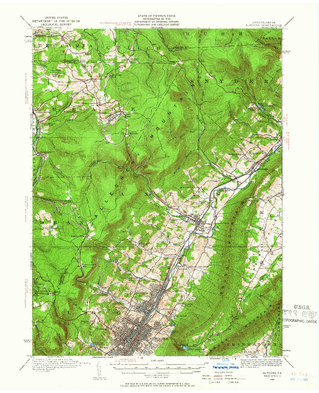 USGS 1:62500-SCALE QUADRANGLE FOR ALTOONA, PA 1920