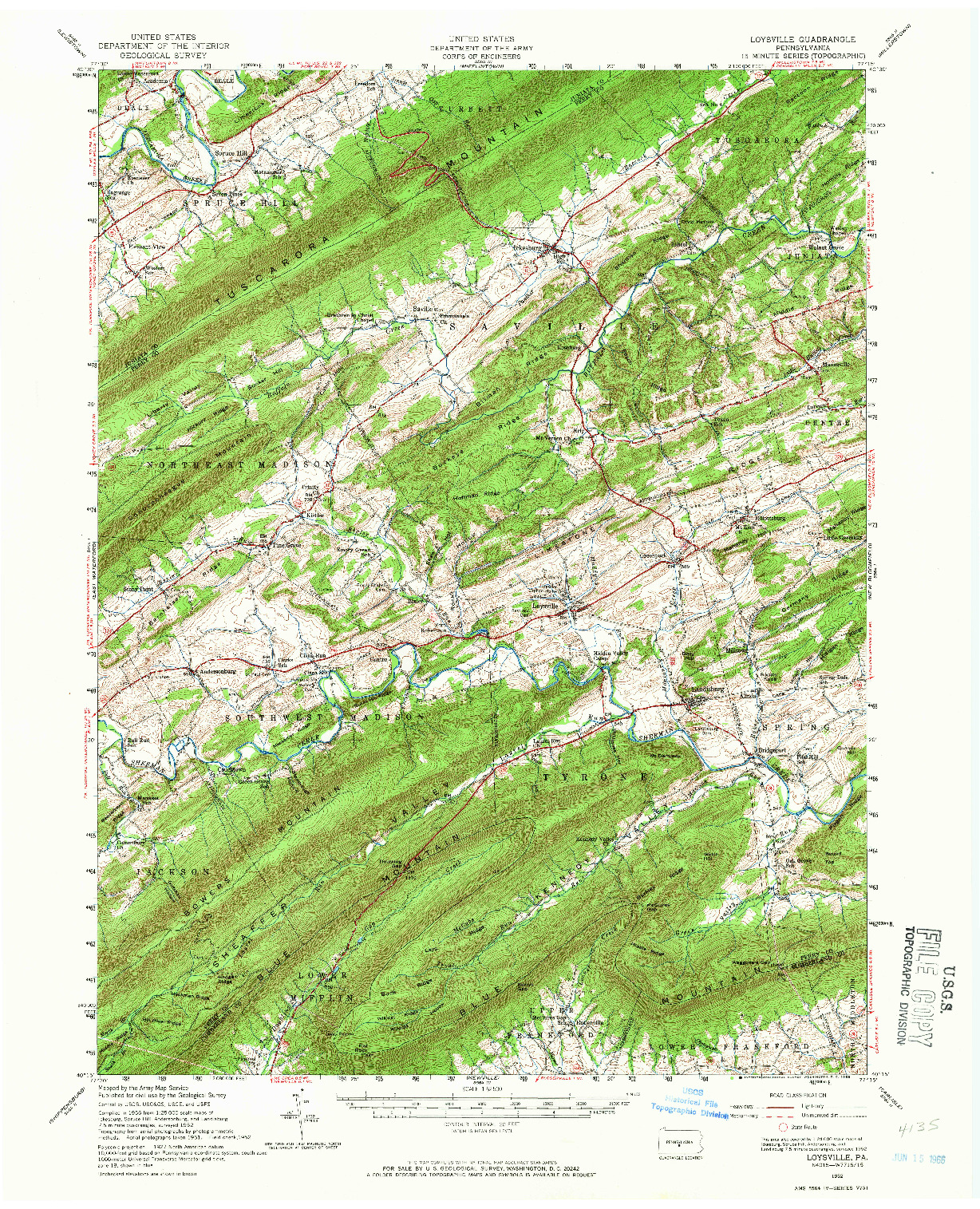USGS 1:62500-SCALE QUADRANGLE FOR LOYSVILLE, PA 1952