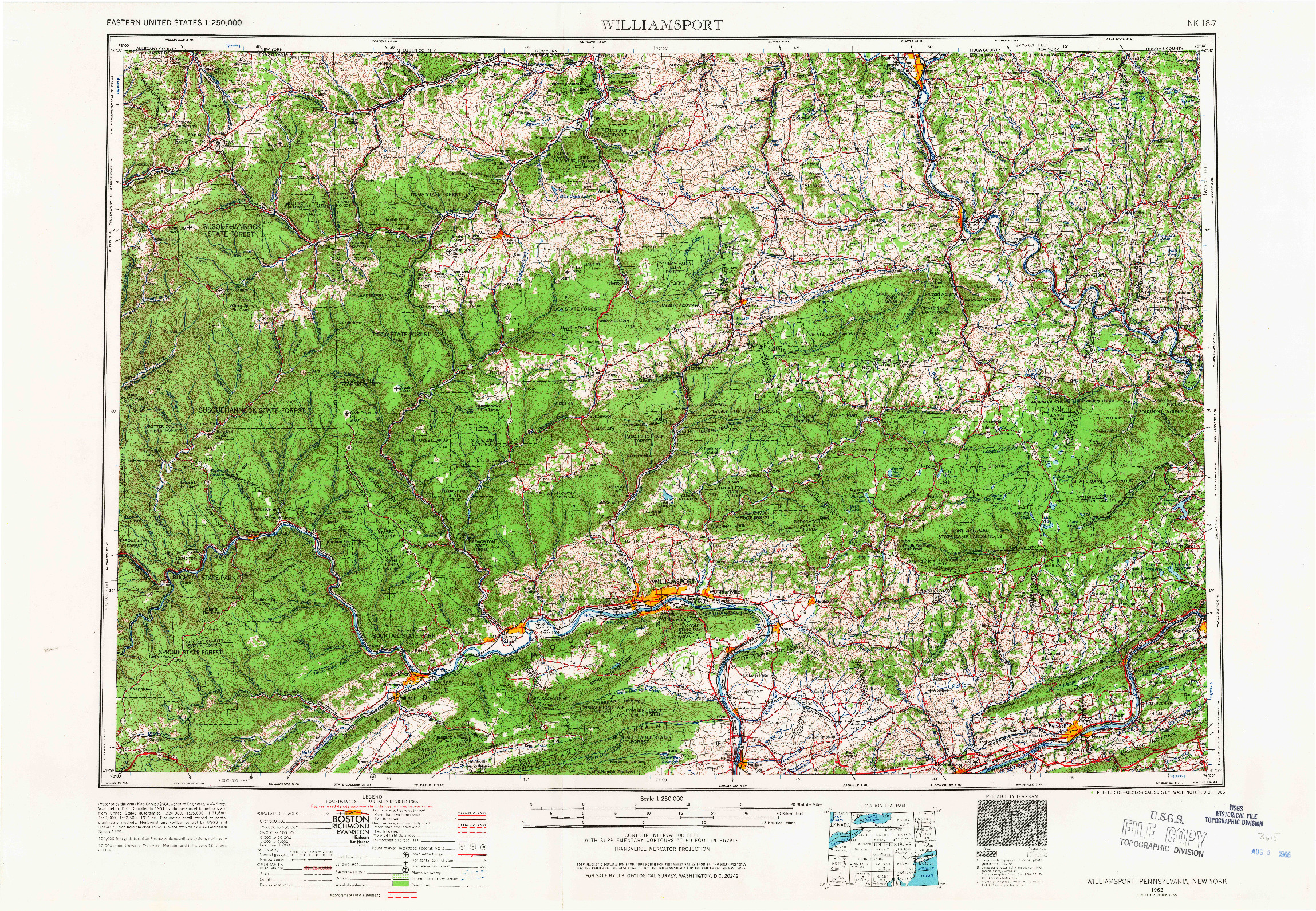 USGS 1:250000-SCALE QUADRANGLE FOR WILLIAMSPORT, PA 1962