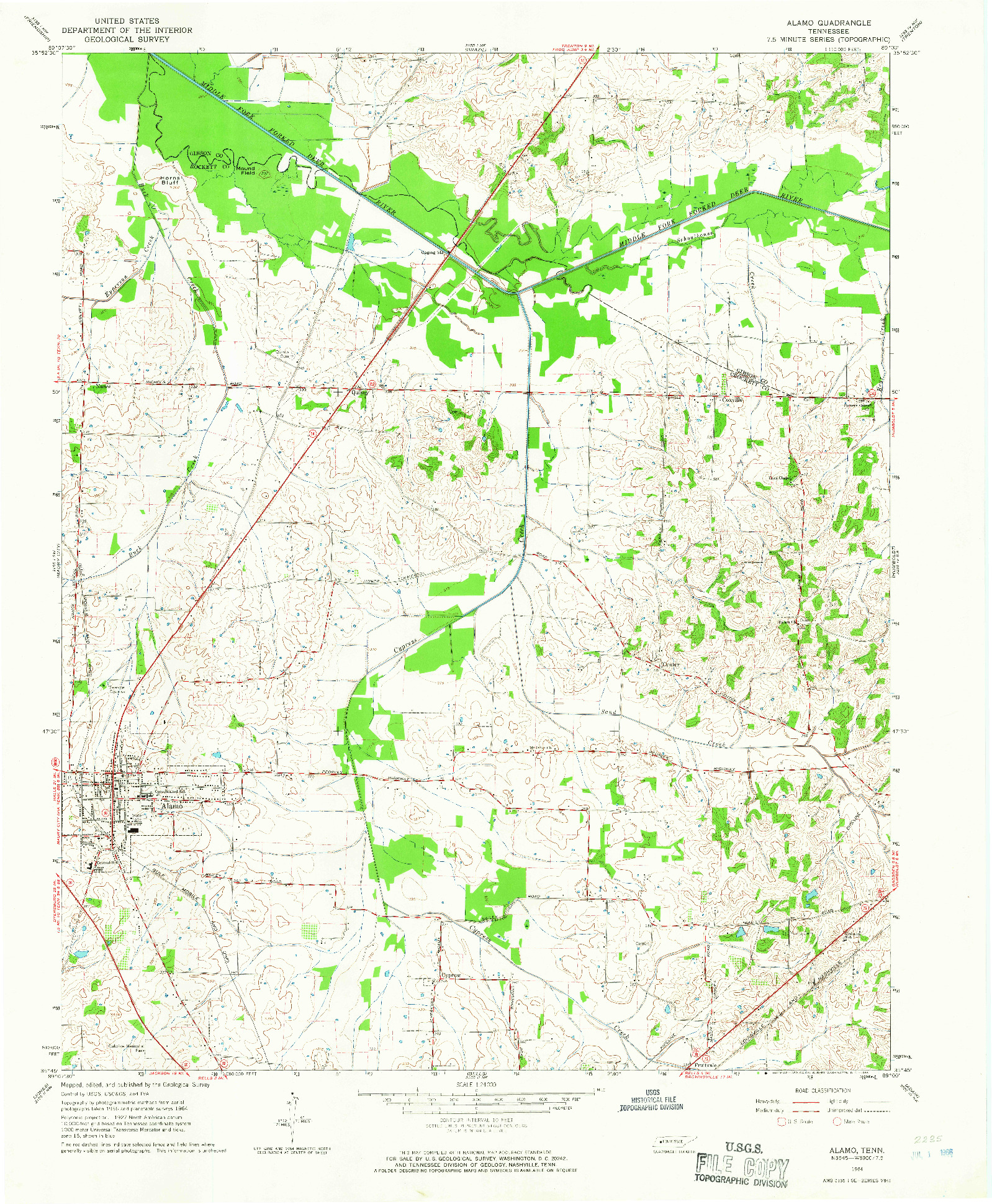 USGS 1:24000-SCALE QUADRANGLE FOR ALAMO, TN 1964