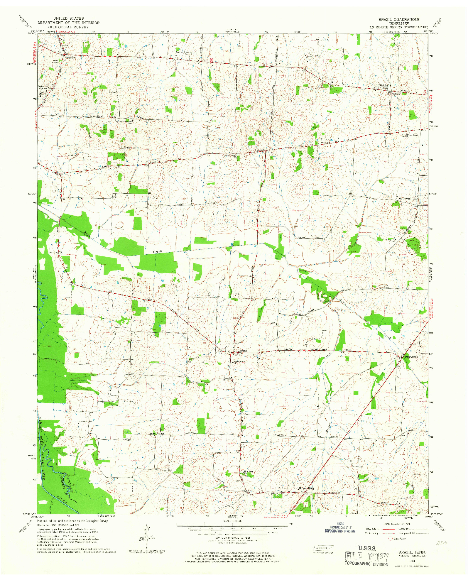 USGS 1:24000-SCALE QUADRANGLE FOR BRAZIL, TN 1964