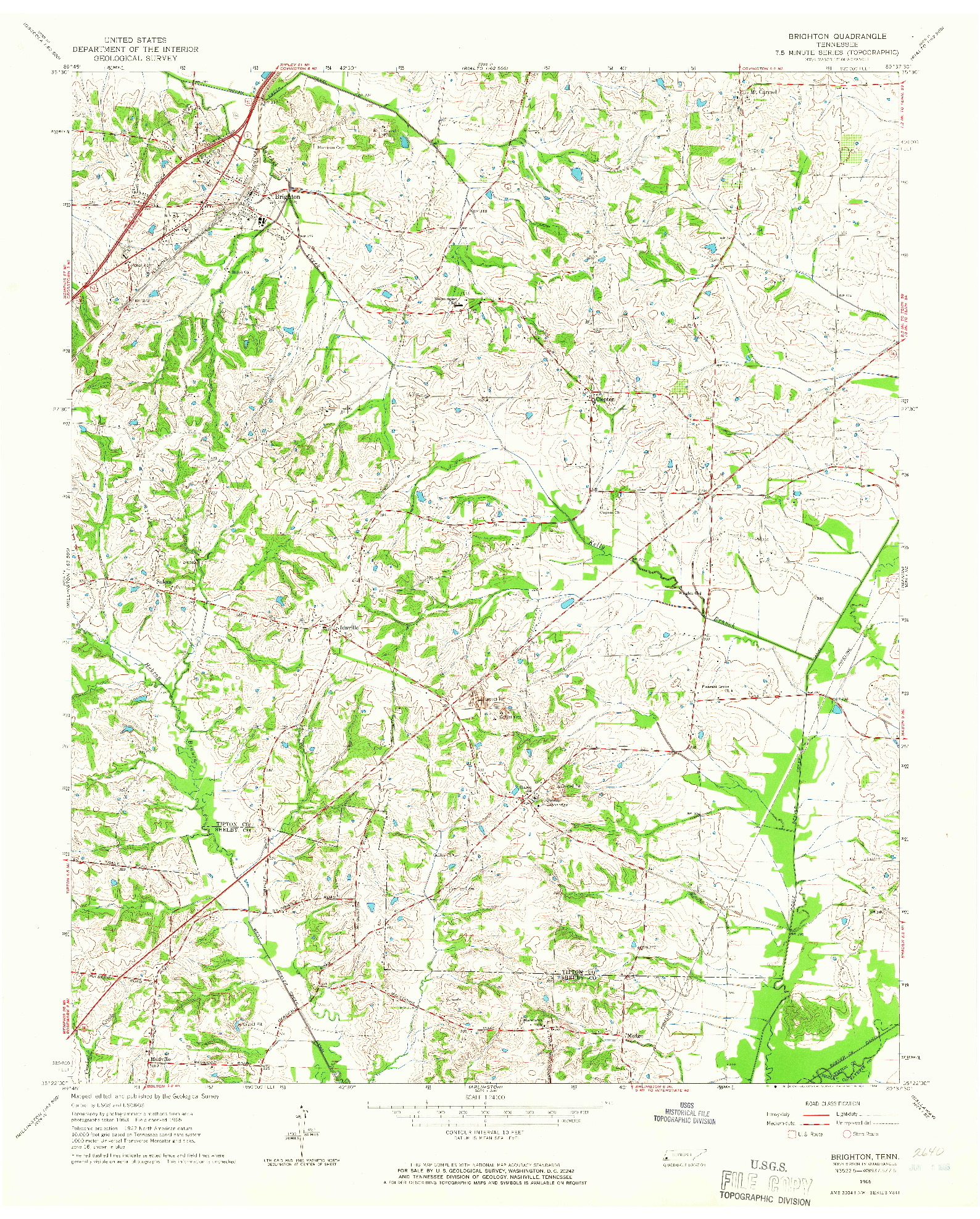 USGS 1:24000-SCALE QUADRANGLE FOR BRIGHTON, TN 1965