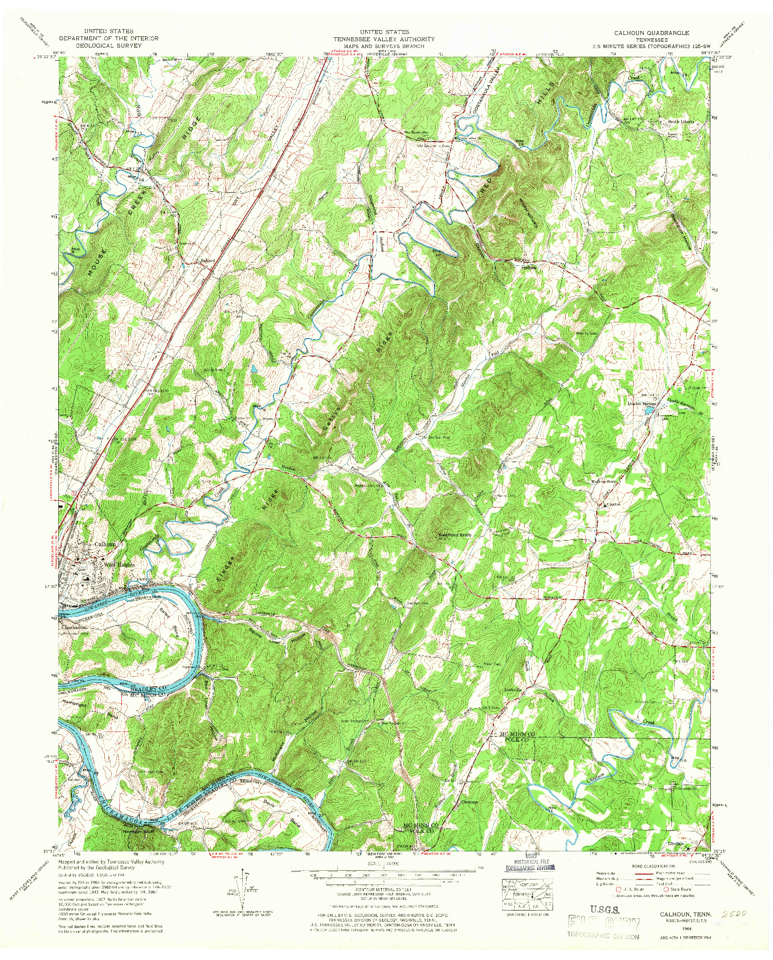 USGS 1:24000-SCALE QUADRANGLE FOR CALHOUN, TN 1964