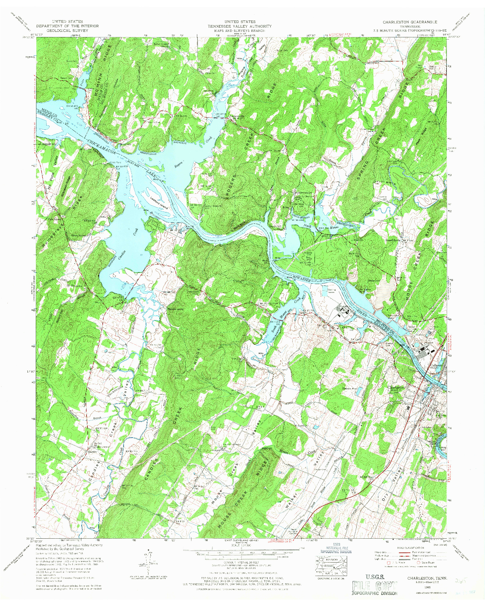 USGS 1:24000-SCALE QUADRANGLE FOR CHARLESTON, TN 1965