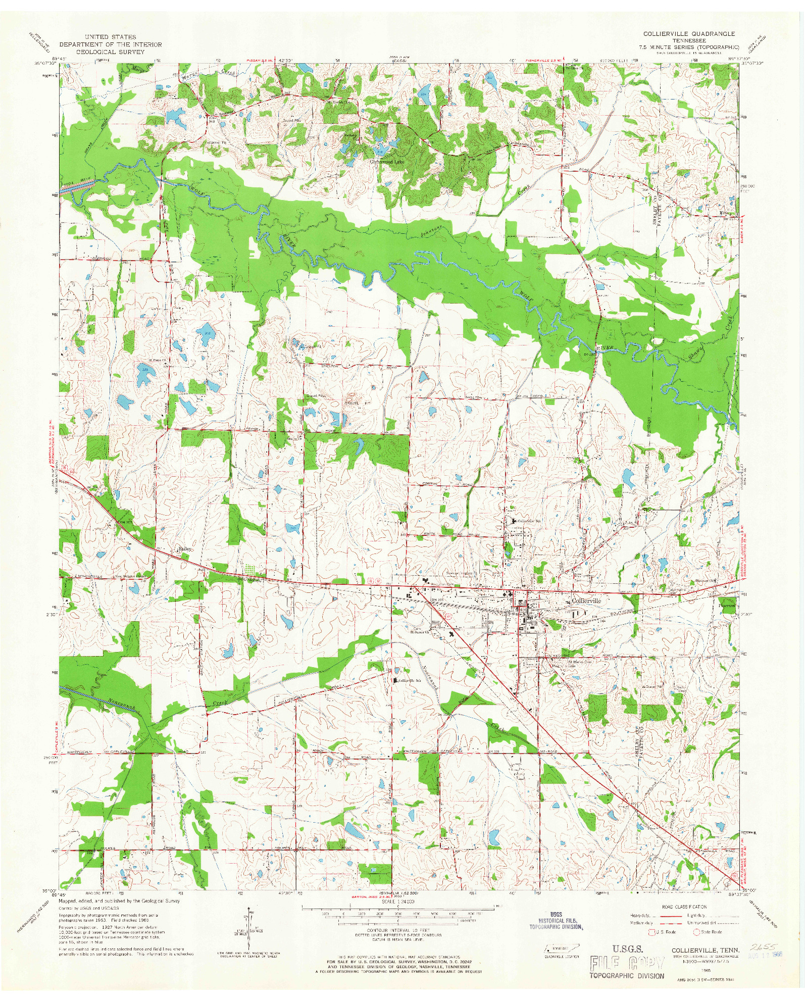 USGS 1:24000-SCALE QUADRANGLE FOR COLLIERVILLE, TN 1965