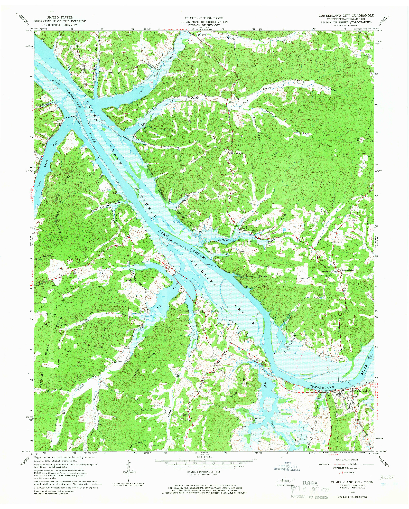 USGS 1:24000-SCALE QUADRANGLE FOR CUMBERLAND CITY, TN 1965