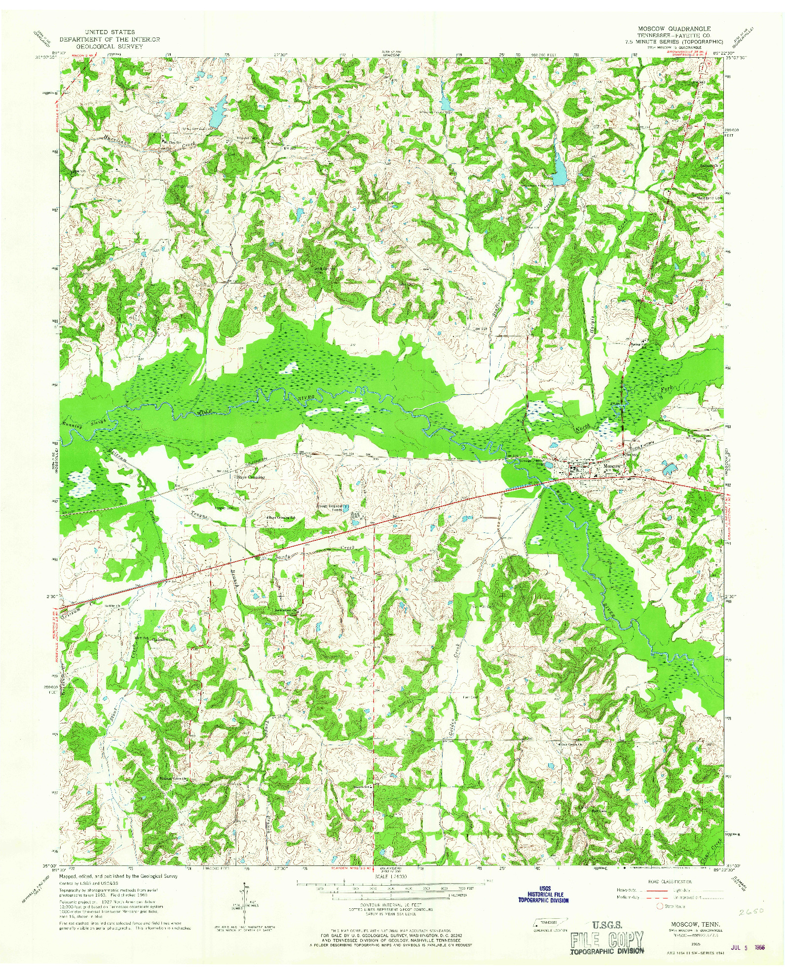 USGS 1:24000-SCALE QUADRANGLE FOR MOSCOW, TN 1965