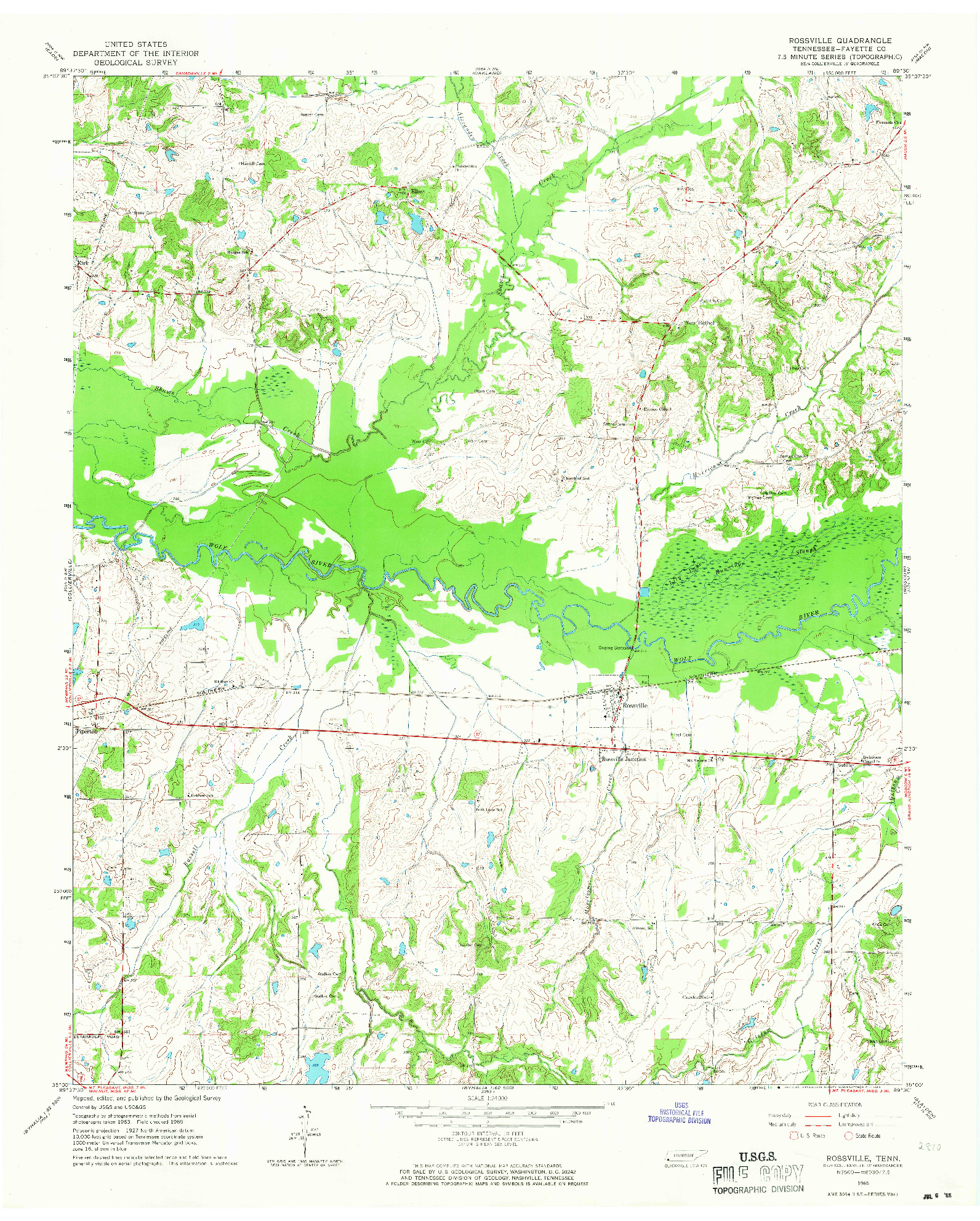 USGS 1:24000-SCALE QUADRANGLE FOR ROSSVILLE, TN 1965