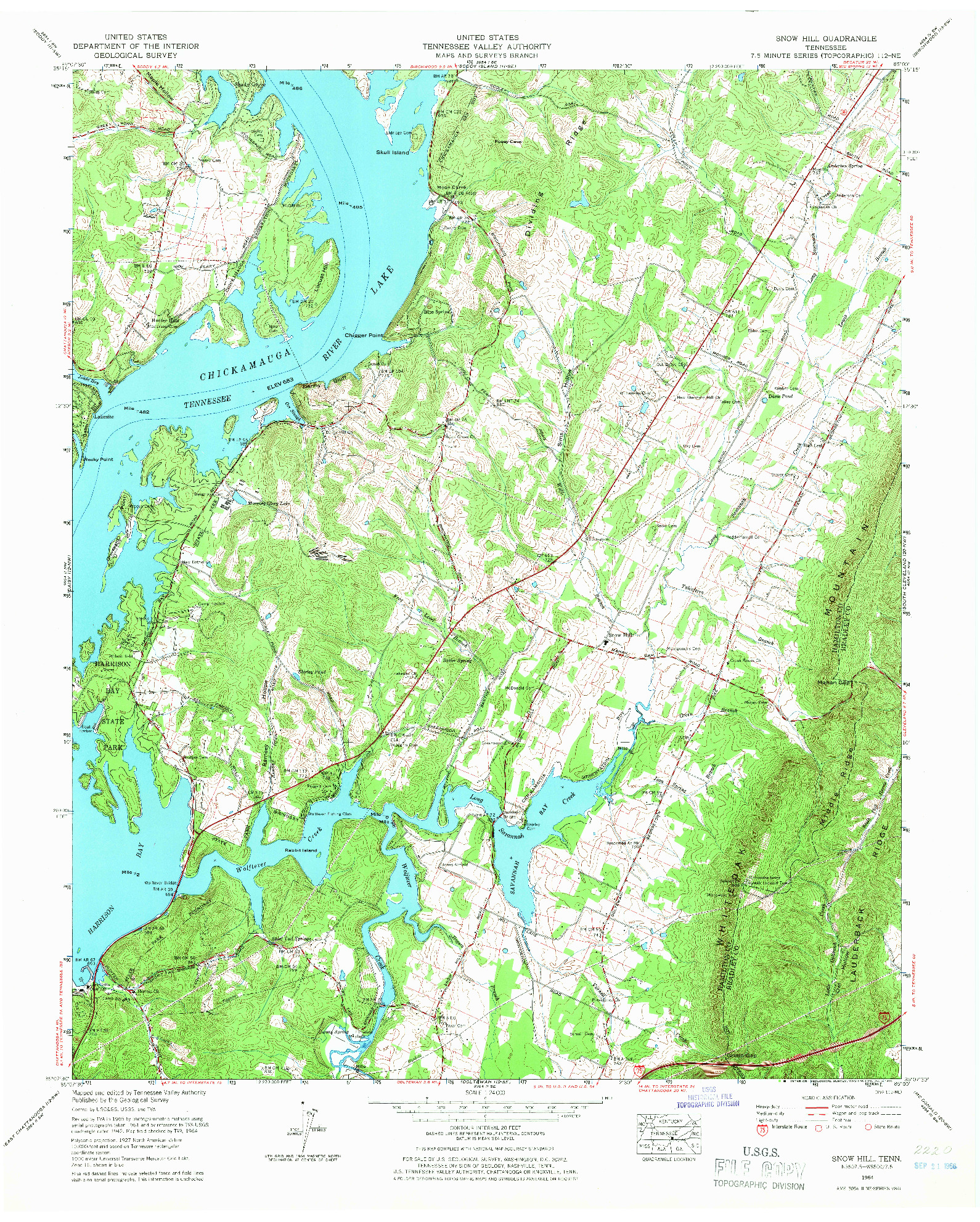 USGS 1:24000-SCALE QUADRANGLE FOR SNOW HILL, TN 1964