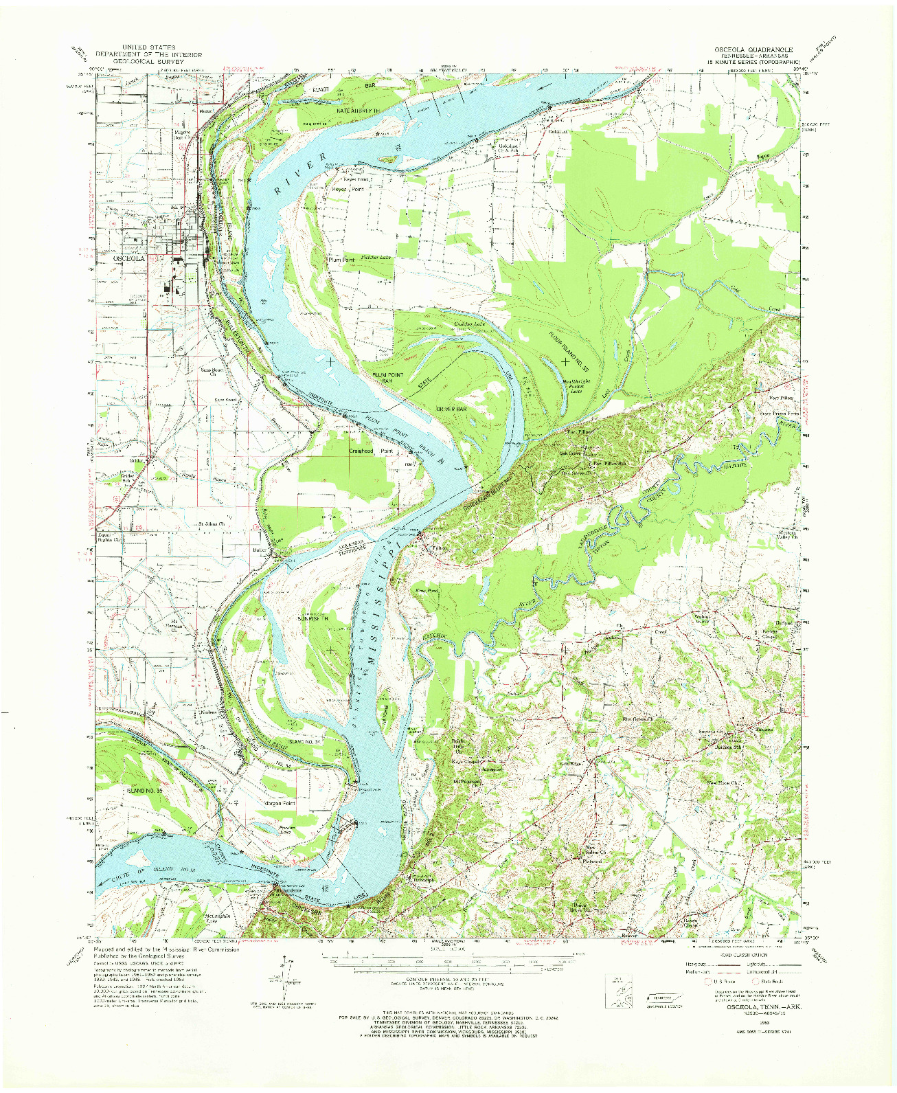 USGS 1:62500-SCALE QUADRANGLE FOR OSCEOLA, TN 1963