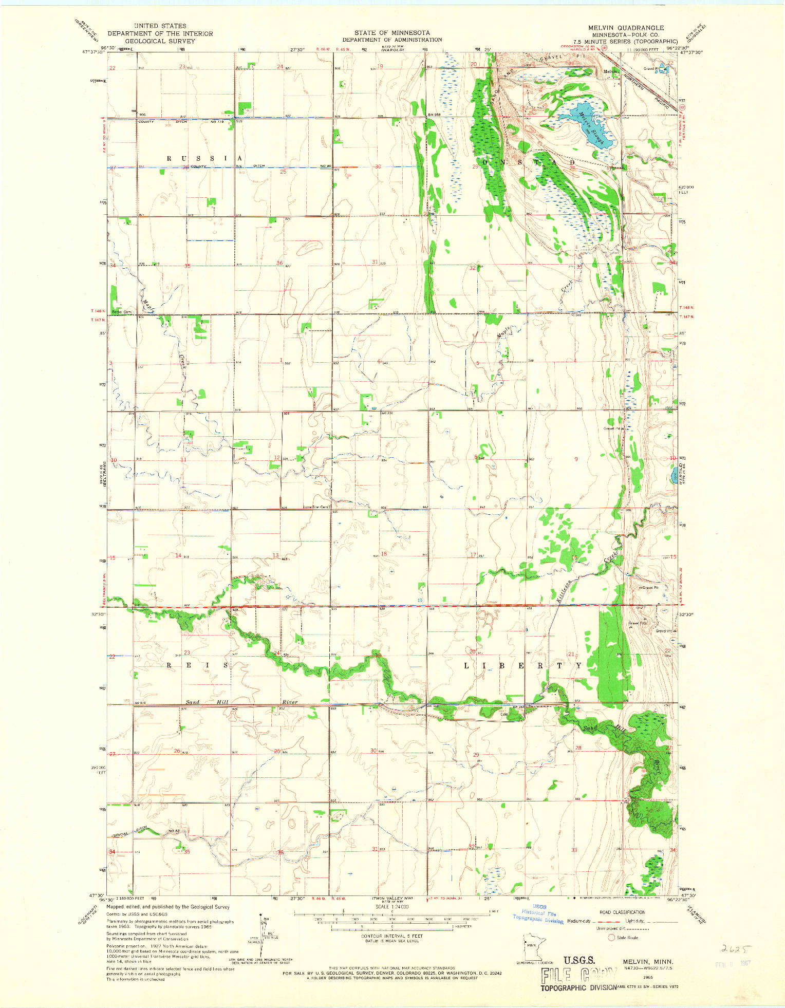 USGS 1:24000-SCALE QUADRANGLE FOR MELVIN, MN 1965