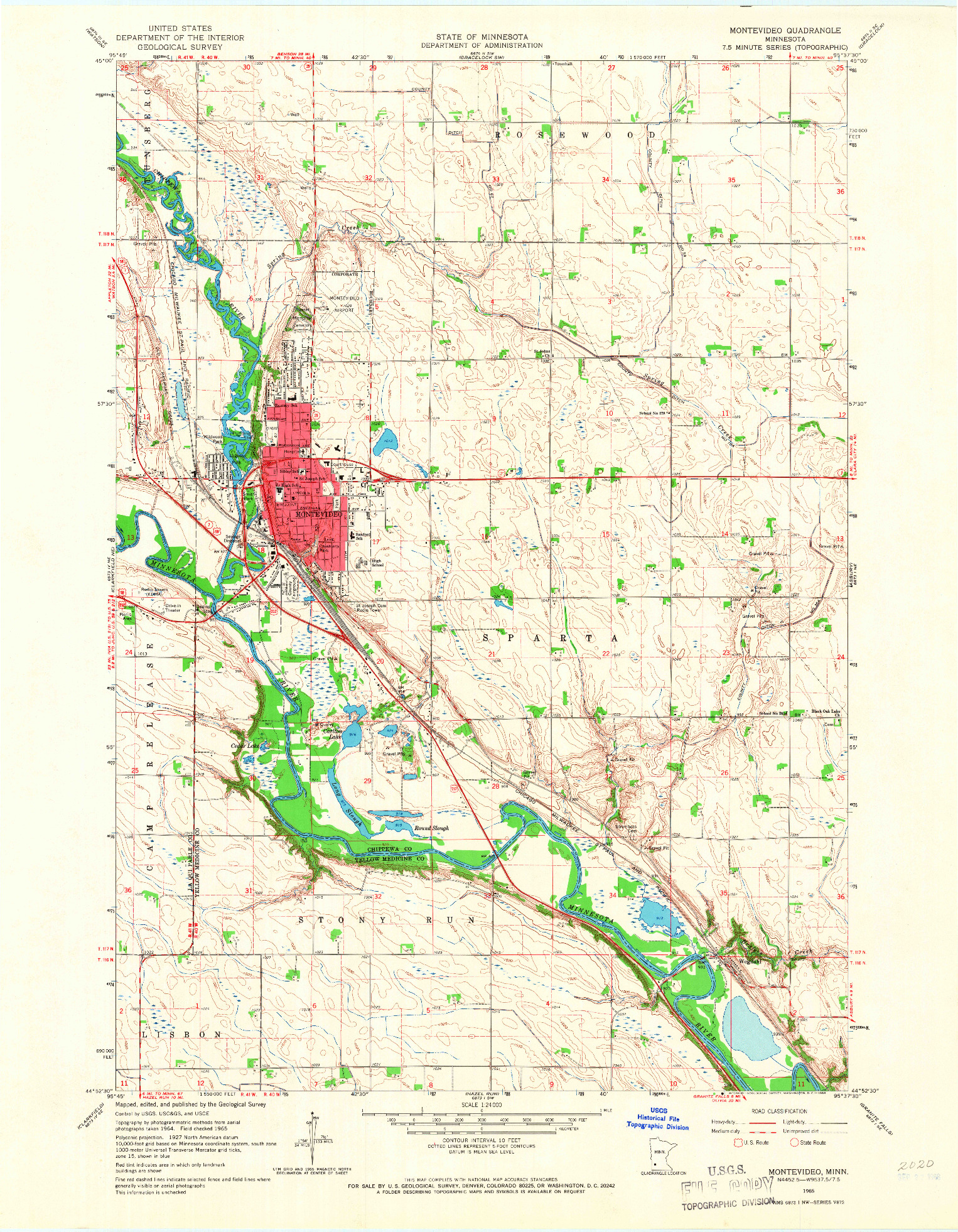 USGS 1:24000-SCALE QUADRANGLE FOR MONTEVIDEO, MN 1965