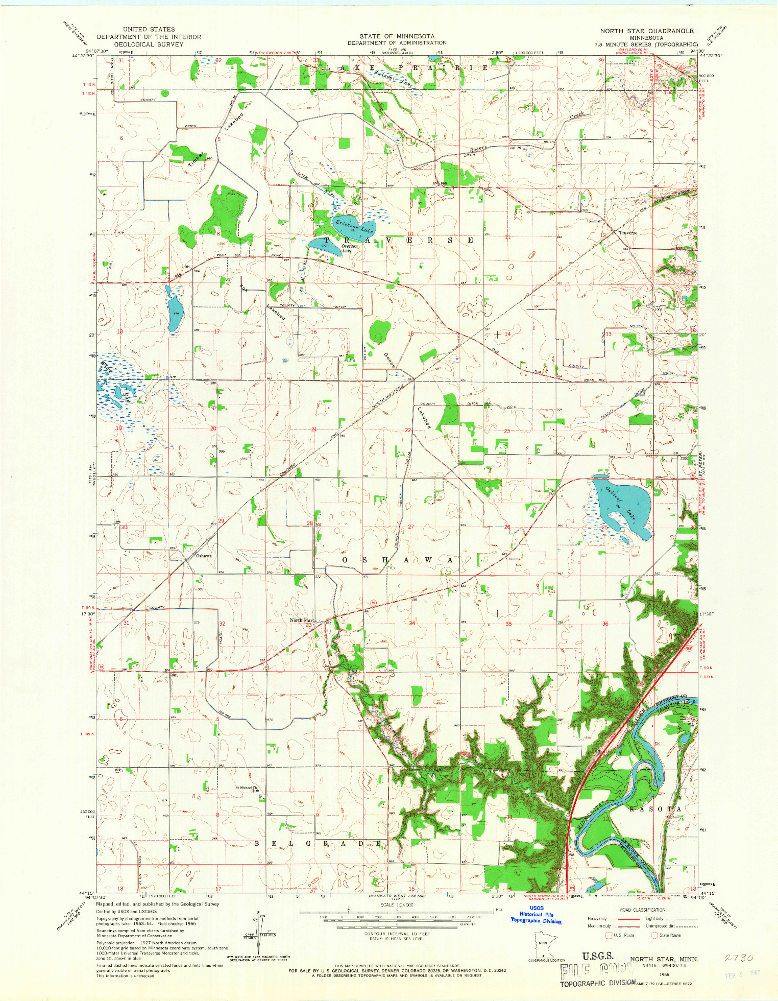 USGS 1:24000-SCALE QUADRANGLE FOR NORTH STAR, MN 1965