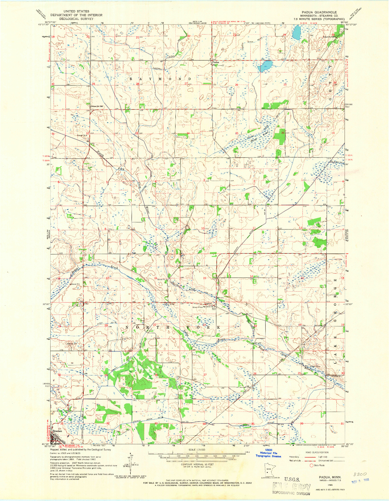 USGS 1:24000-SCALE QUADRANGLE FOR PADUA, MN 1965