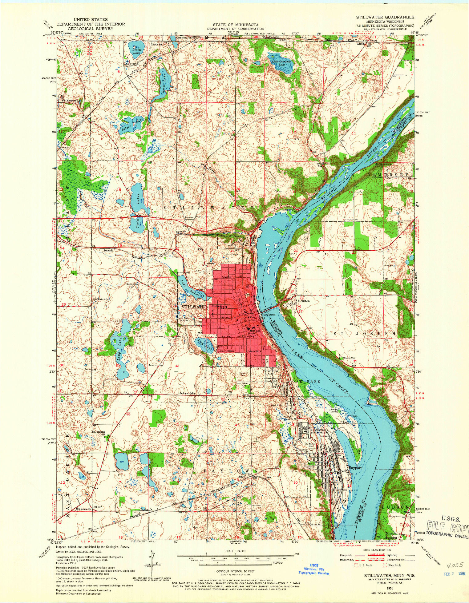 USGS 1:24000-SCALE QUADRANGLE FOR STILLWATER, MN 1951