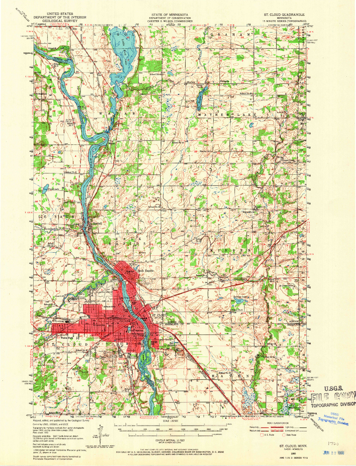 USGS 1:62500-SCALE QUADRANGLE FOR ST. CLOUD, MN 1950