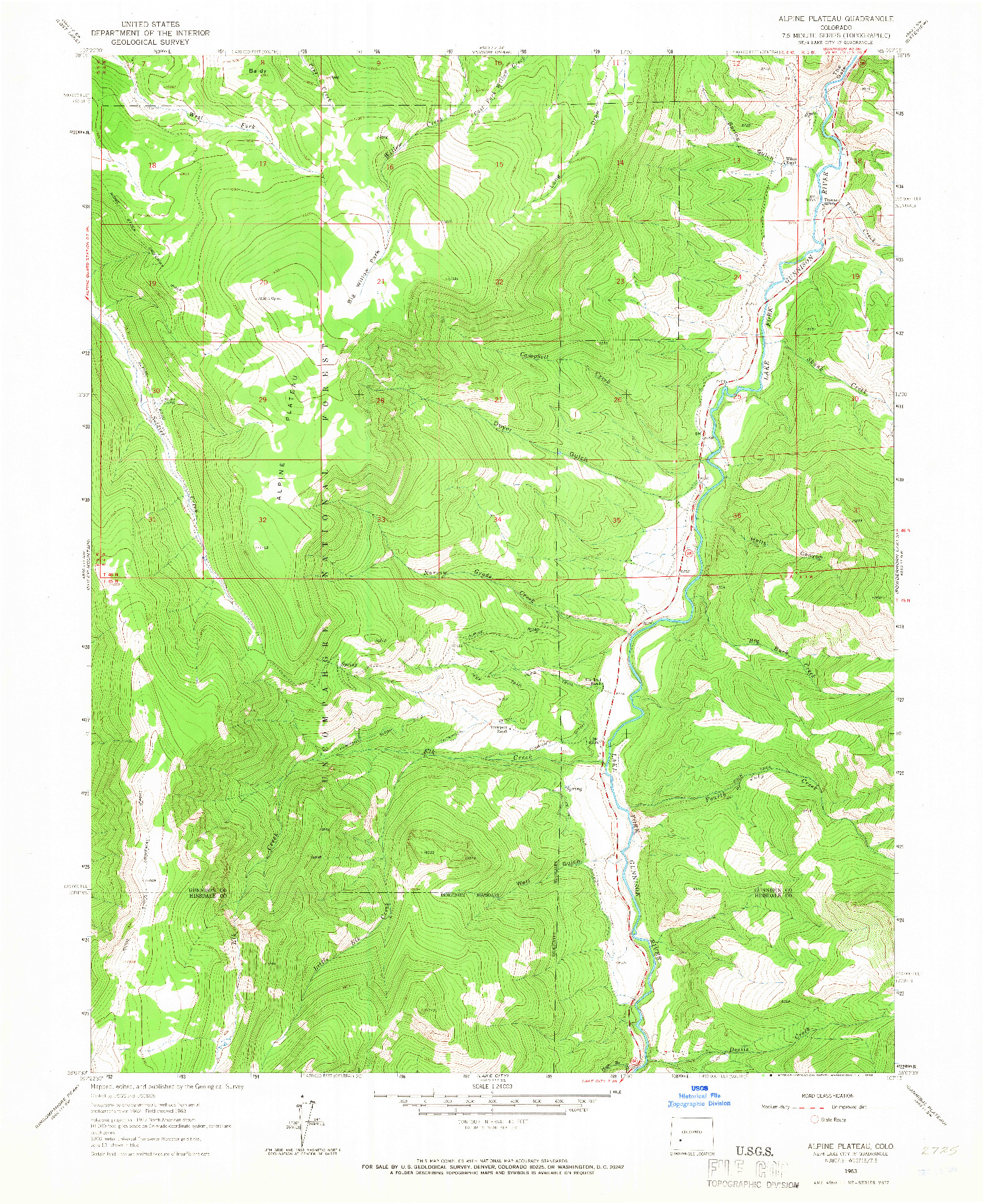 USGS 1:24000-SCALE QUADRANGLE FOR ALPINE PLATEAU, CO 1963