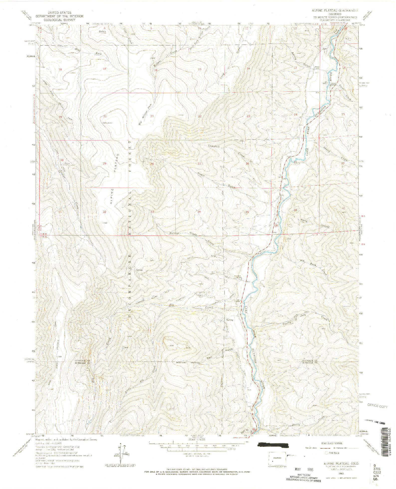 USGS 1:24000-SCALE QUADRANGLE FOR ALPINE PLATEAU, CO 1963