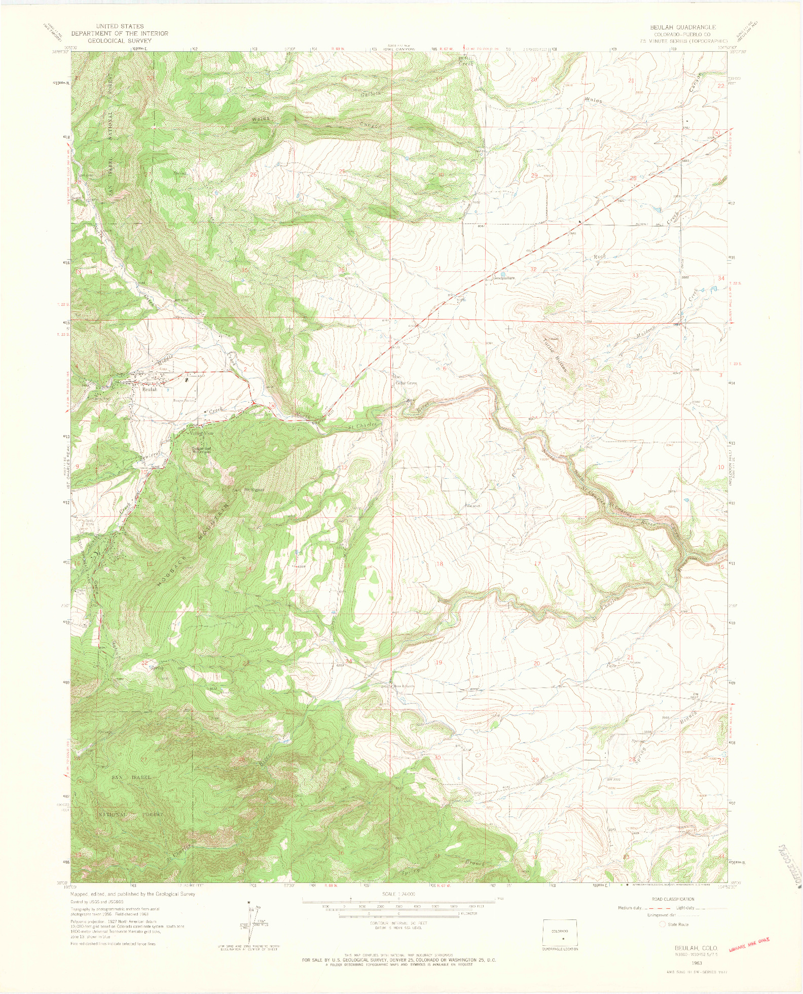 USGS 1:24000-SCALE QUADRANGLE FOR BEULAH, CO 1963