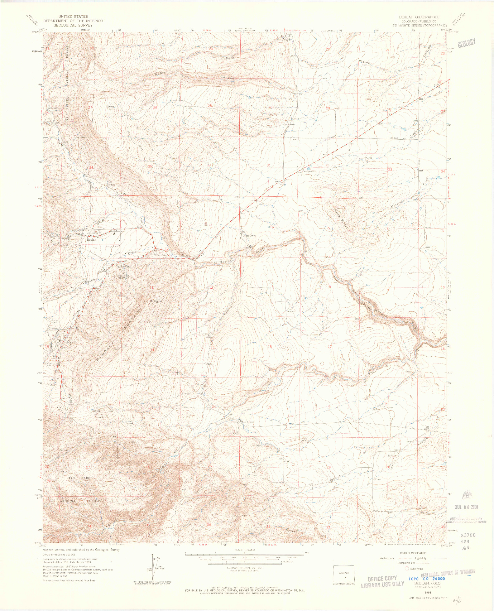 USGS 1:24000-SCALE QUADRANGLE FOR BEULAH, CO 1963