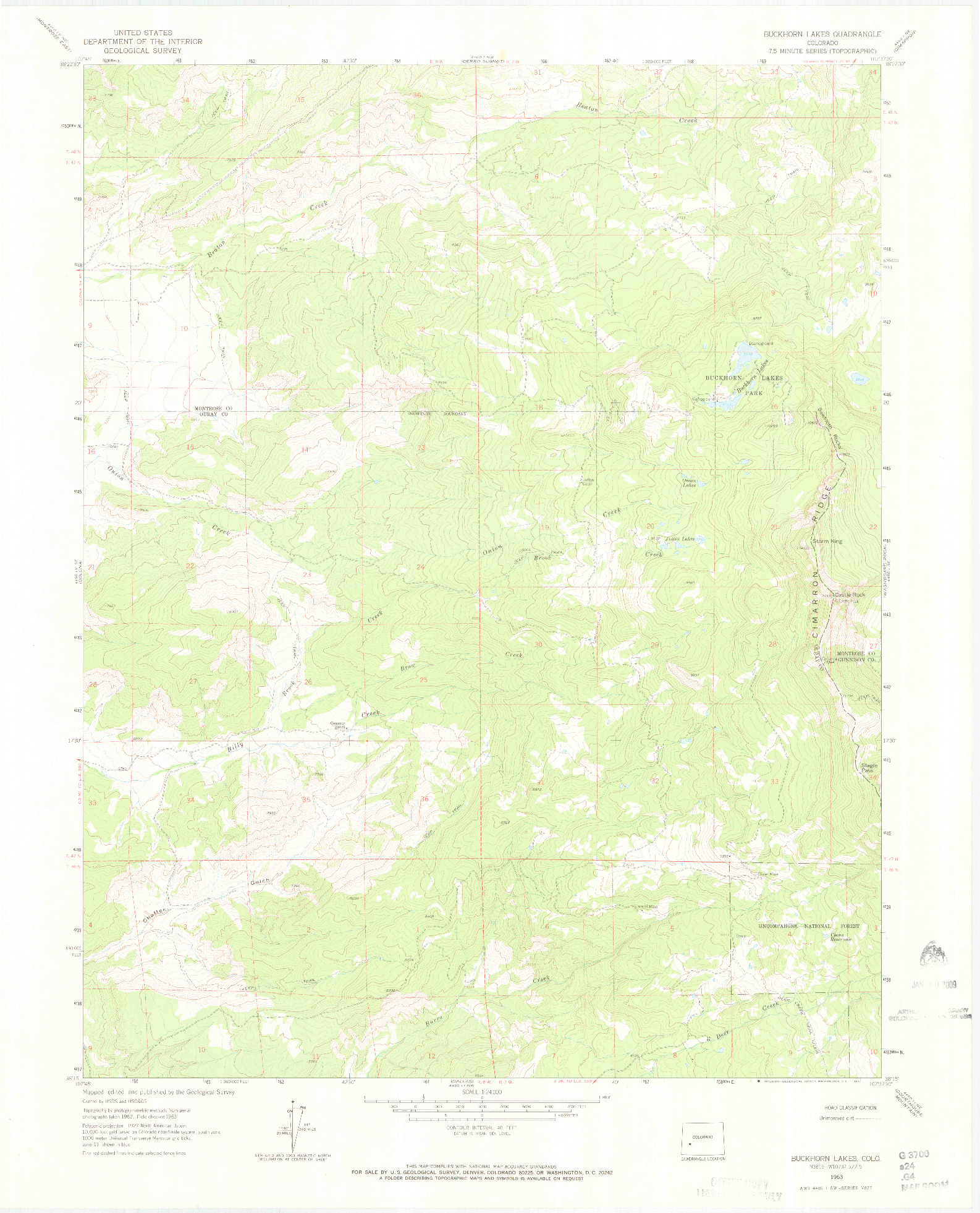 USGS 1:24000-SCALE QUADRANGLE FOR BUCKHORN LAKES, CO 1963