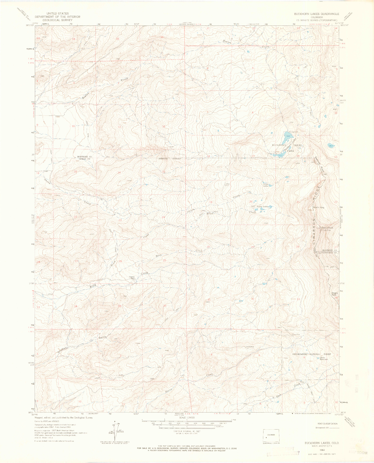 USGS 1:24000-SCALE QUADRANGLE FOR BUCKHORN LAKES, CO 1963