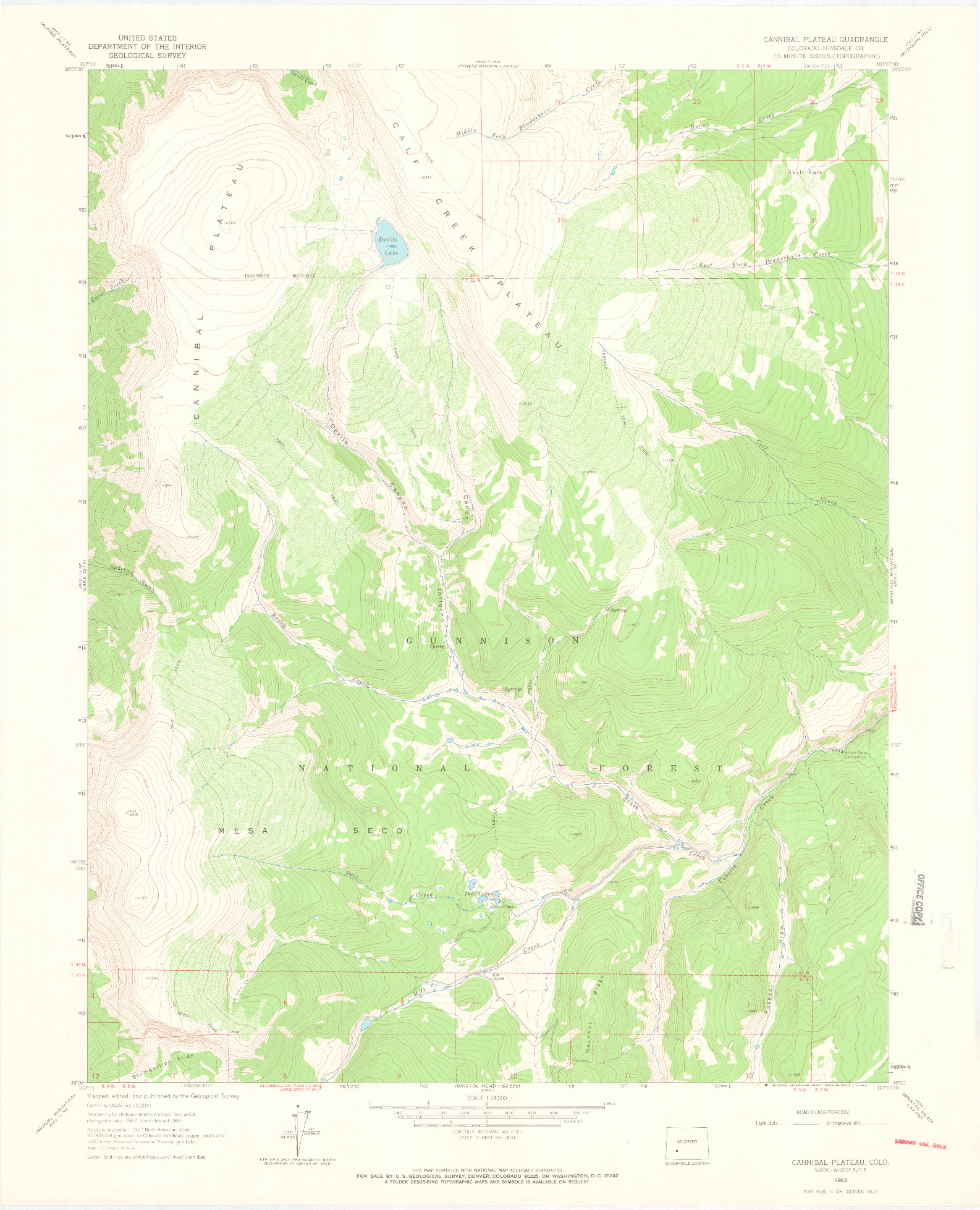 USGS 1:24000-SCALE QUADRANGLE FOR CANNIBAL PLATEAU, CO 1963