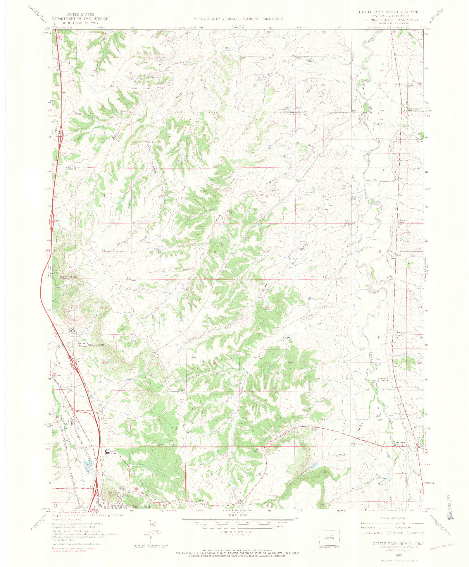 USGS 1:24000-SCALE QUADRANGLE FOR CASTLE ROCK NORTH, CO 1965