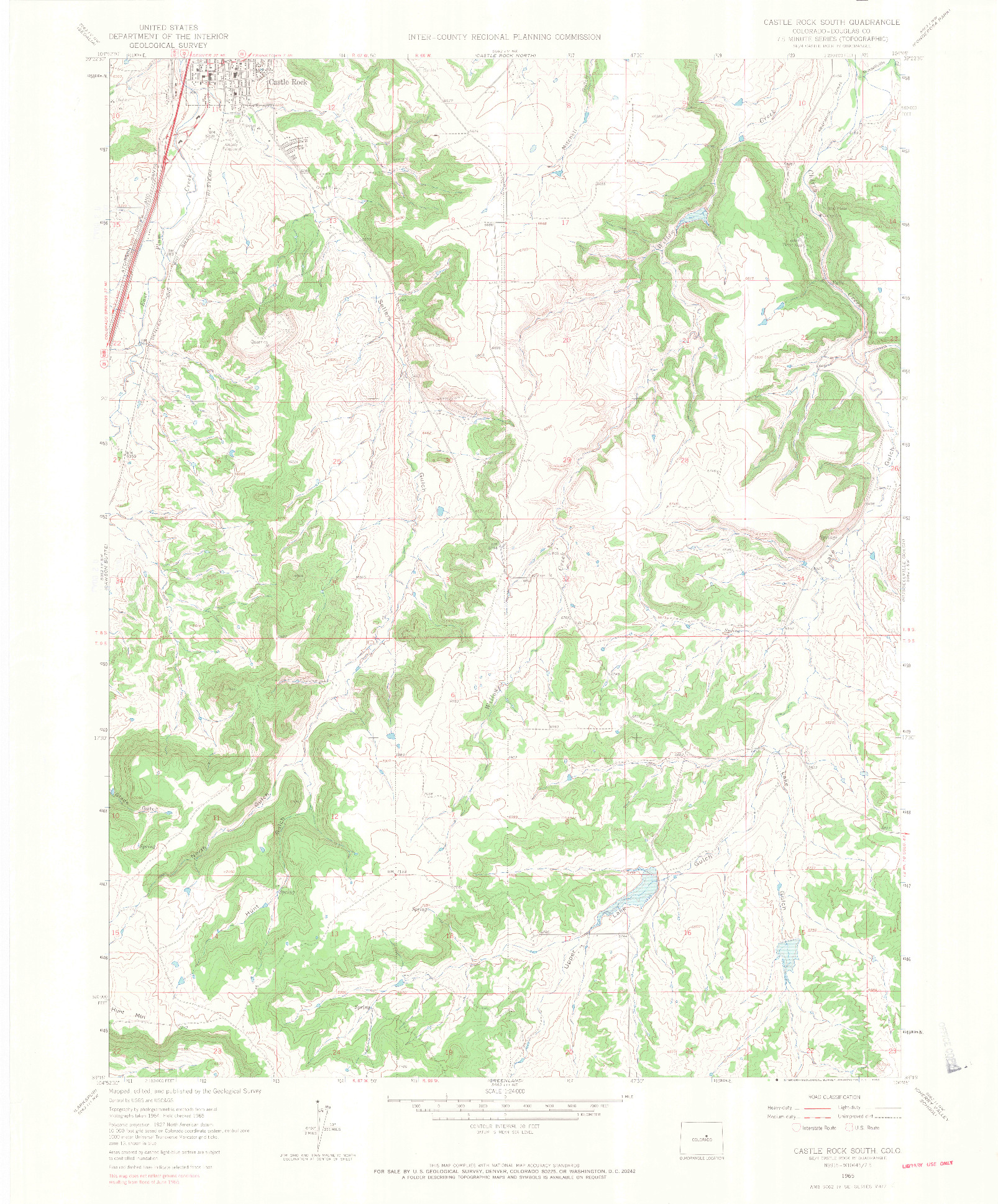 USGS 1:24000-SCALE QUADRANGLE FOR CASTLE ROCK SOUTH, CO 1965