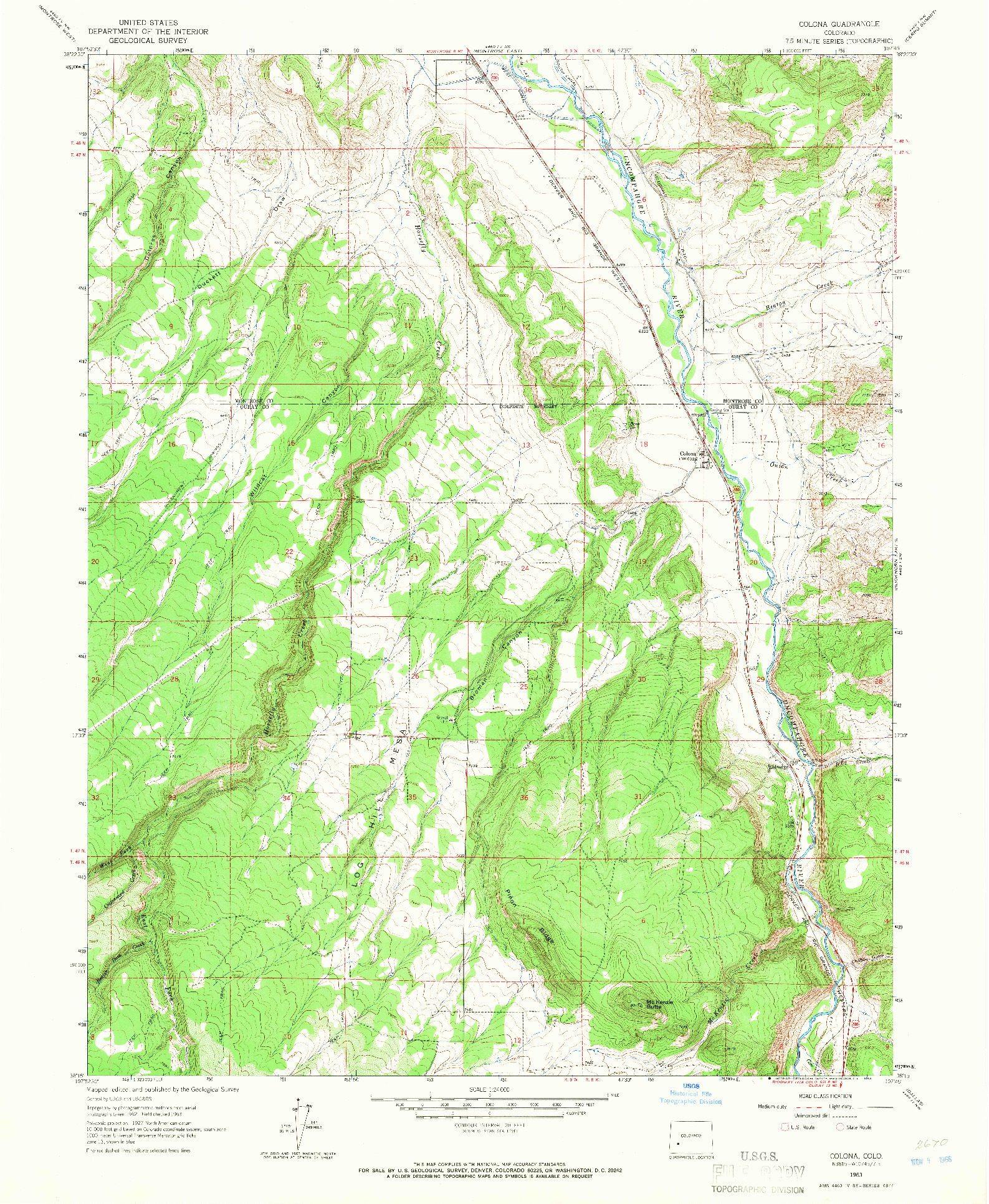 USGS 1:24000-SCALE QUADRANGLE FOR COLONA, CO 1963