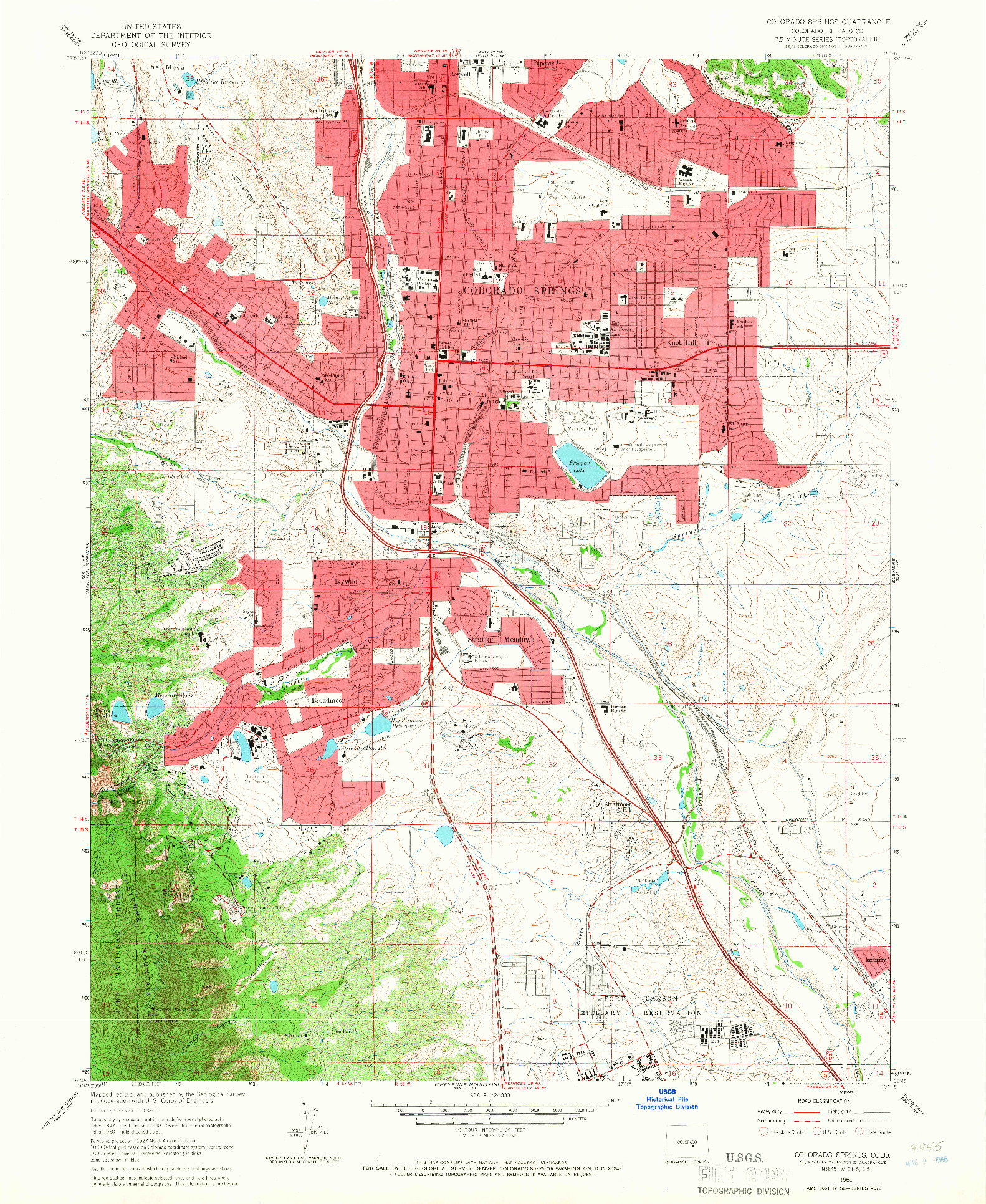 USGS 1:24000-SCALE QUADRANGLE FOR COLORADO SPRINGS, CO 1961