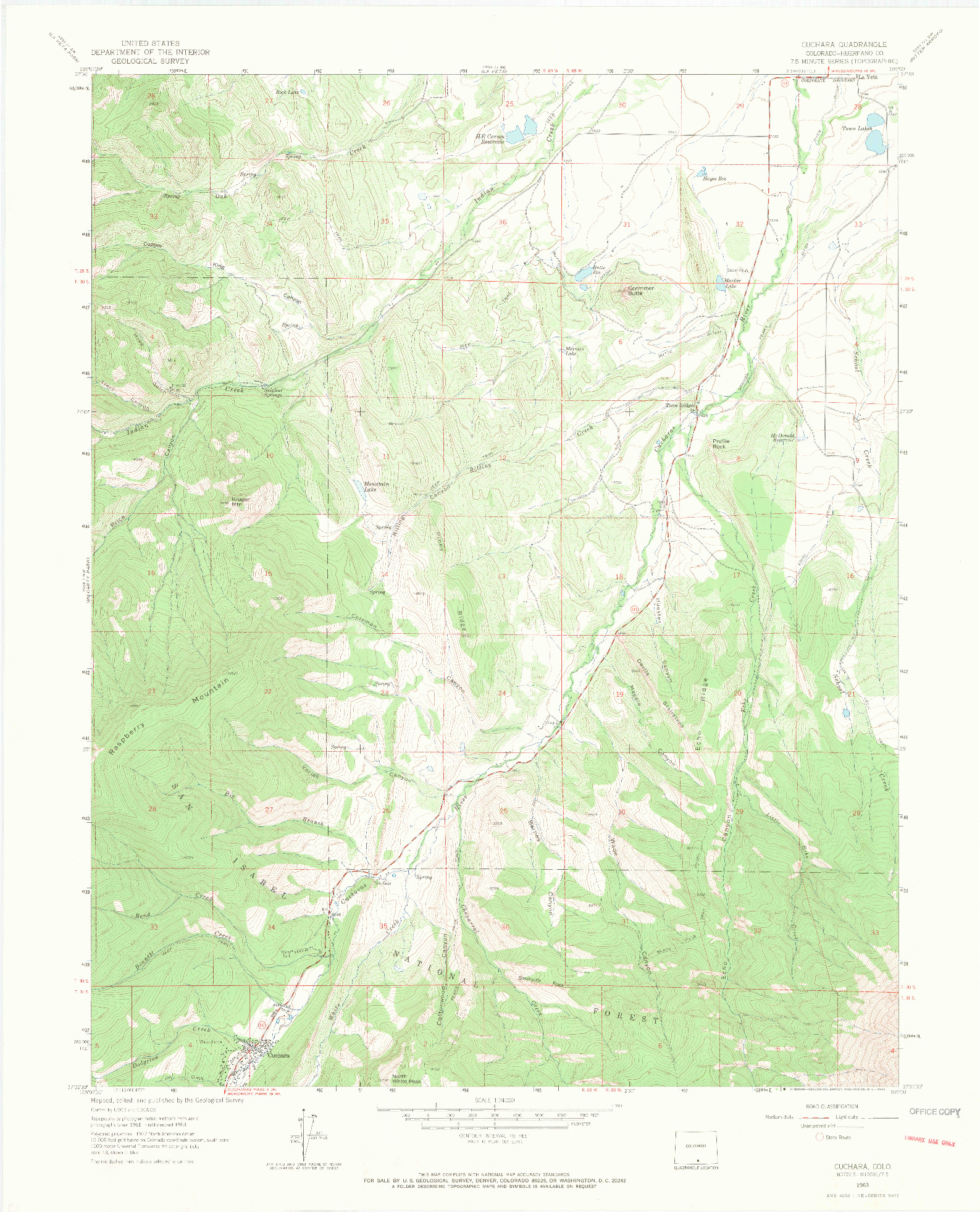USGS 1:24000-SCALE QUADRANGLE FOR CUCHARA, CO 1963
