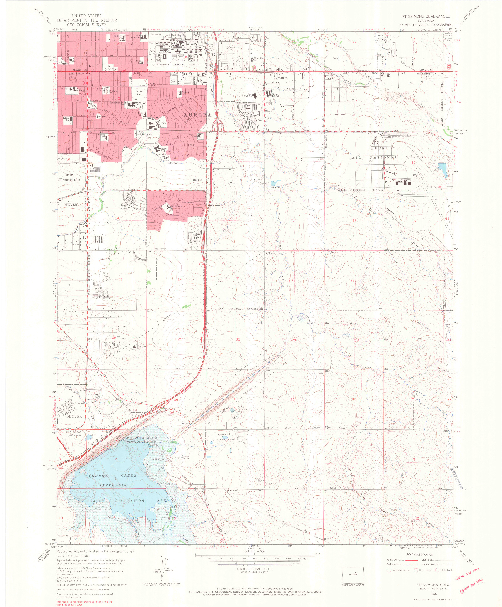 USGS 1:24000-SCALE QUADRANGLE FOR FITZSIMONS, CO 1965