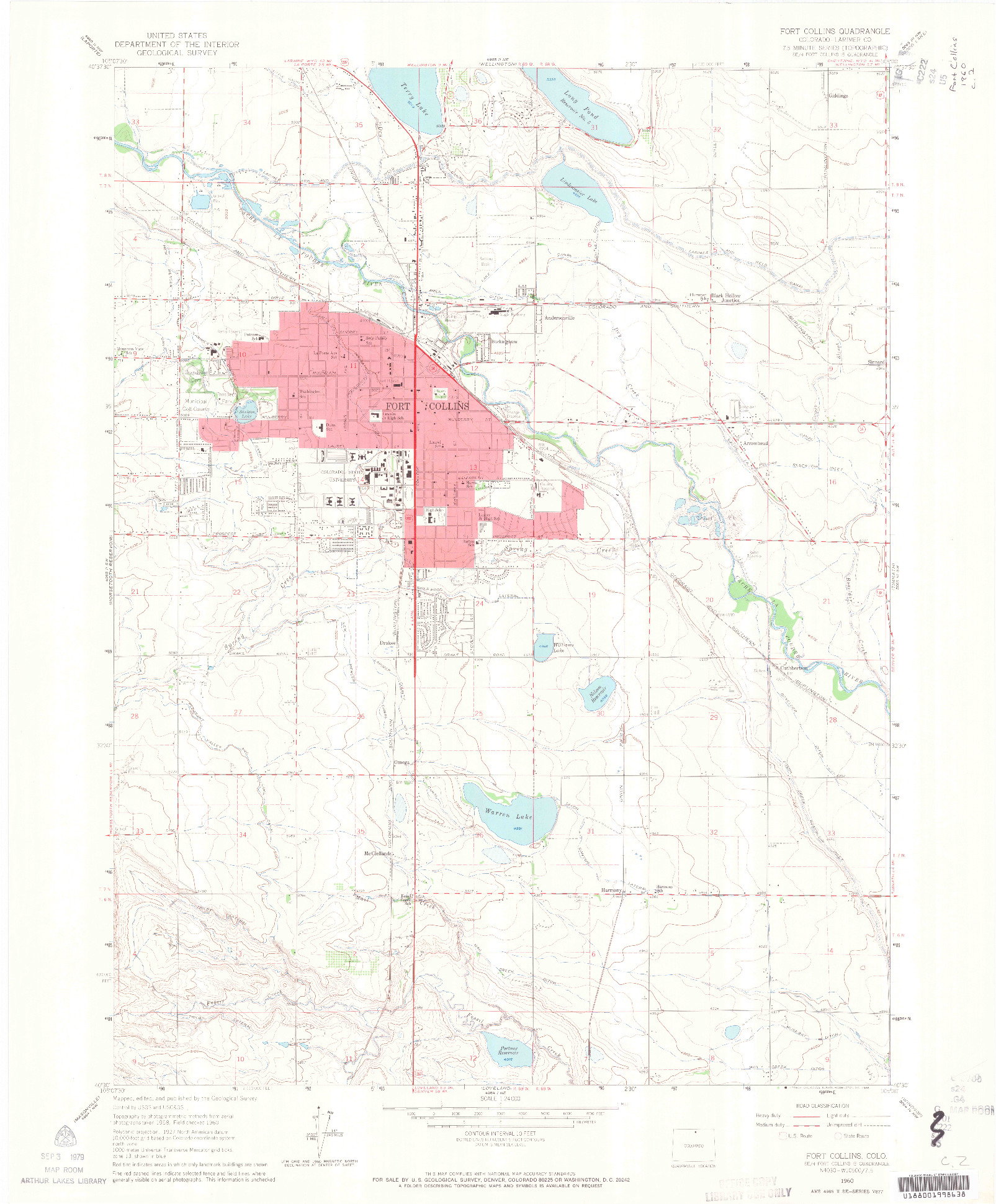 USGS 1:24000-SCALE QUADRANGLE FOR FORT COLLINS, CO 1960