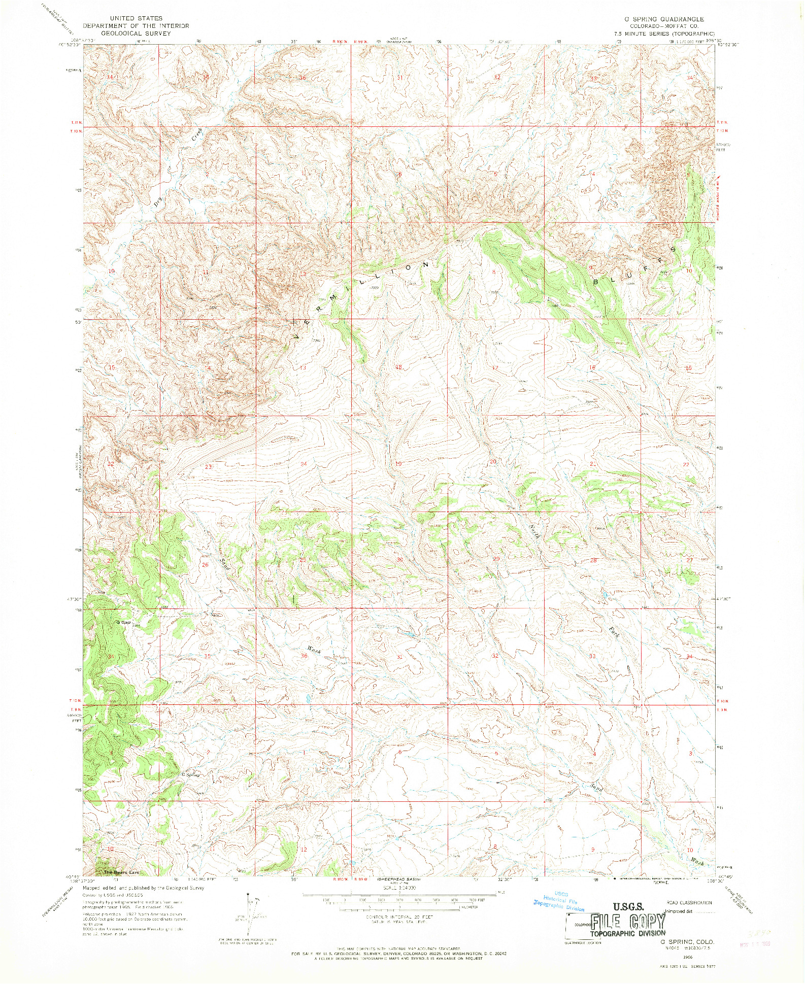 USGS 1:24000-SCALE QUADRANGLE FOR G SPRING, CO 1966