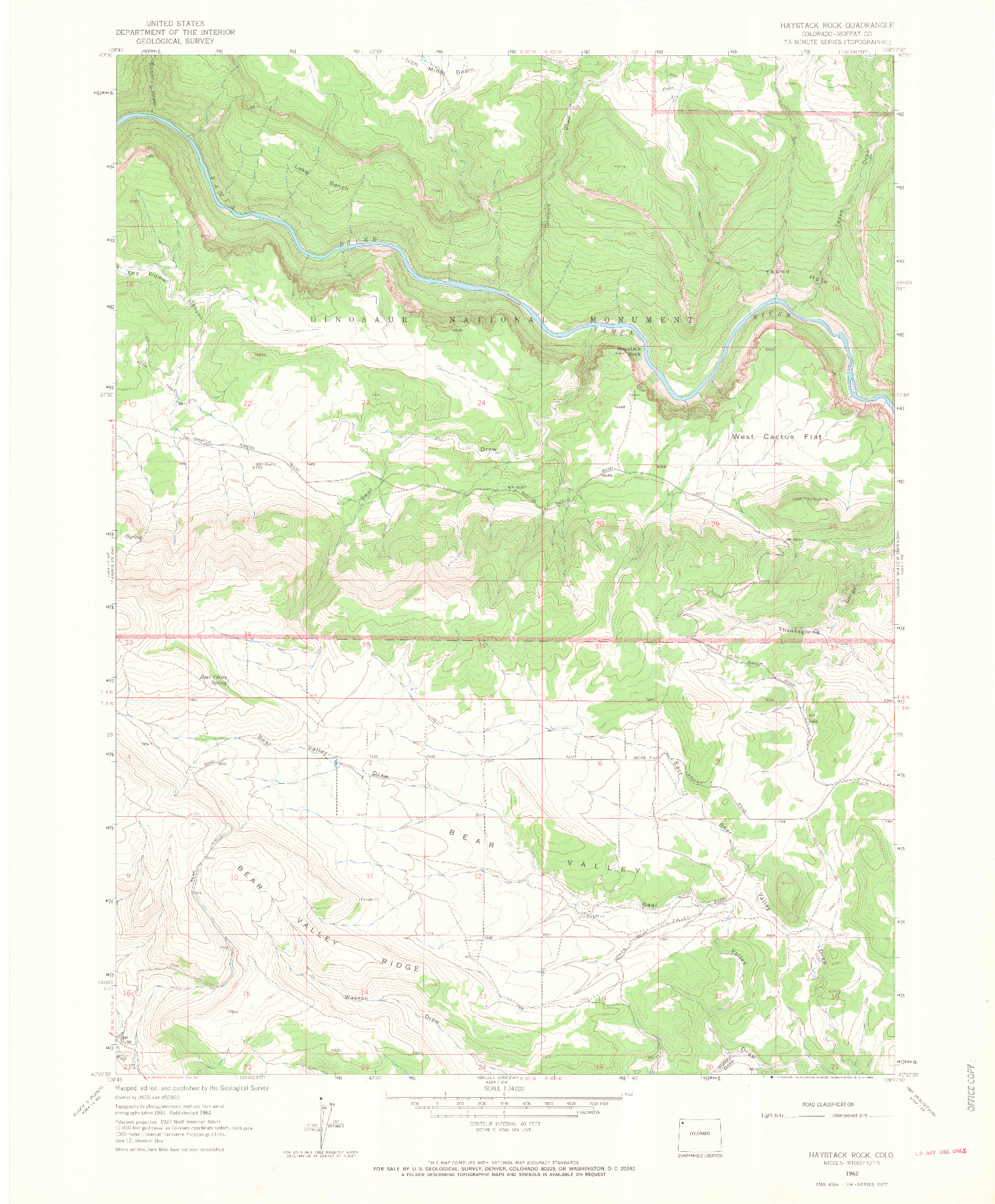 USGS 1:24000-SCALE QUADRANGLE FOR HAYSTACK ROCK, CO 1962