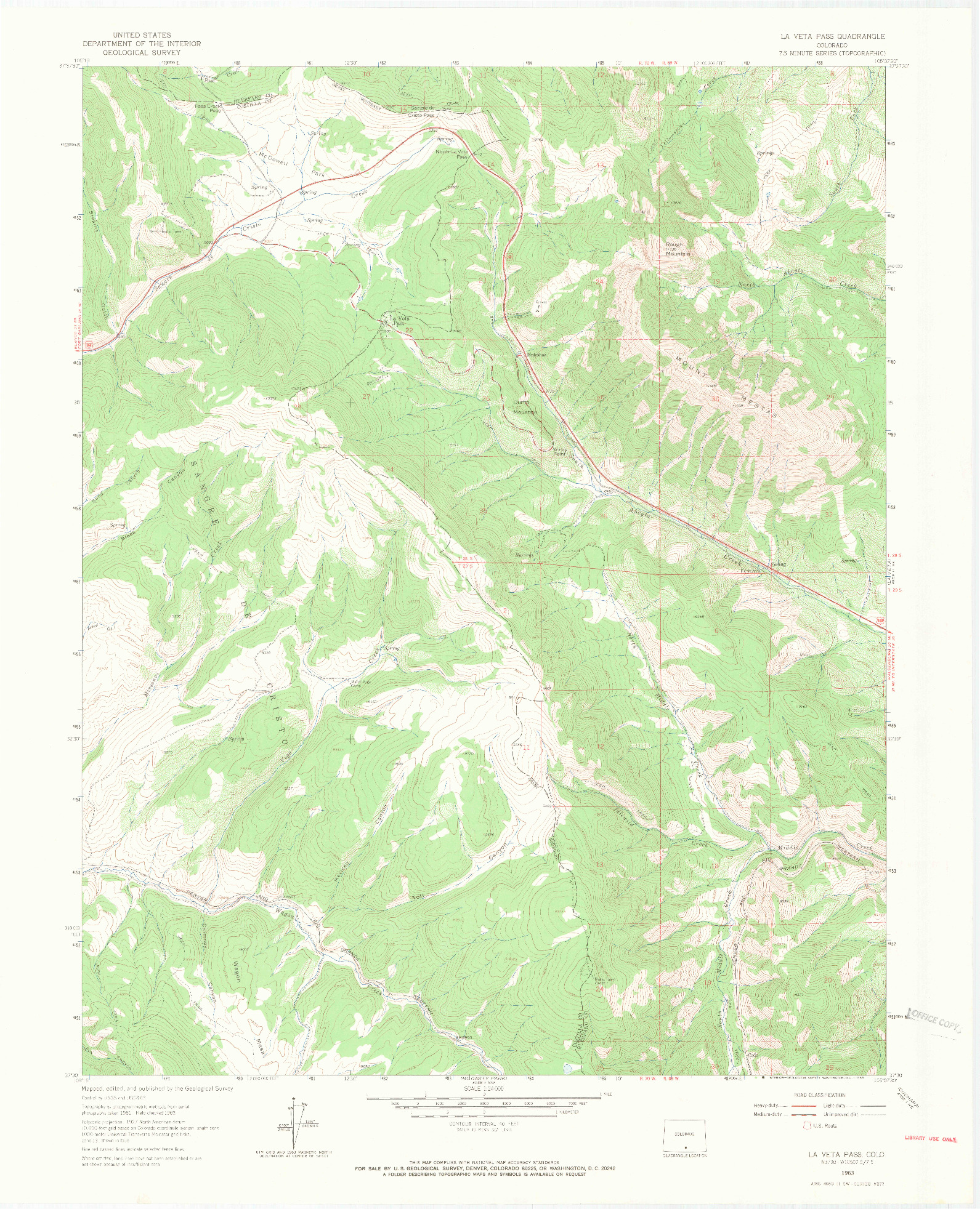 USGS 1:24000-SCALE QUADRANGLE FOR LA VETA PASS, CO 1963