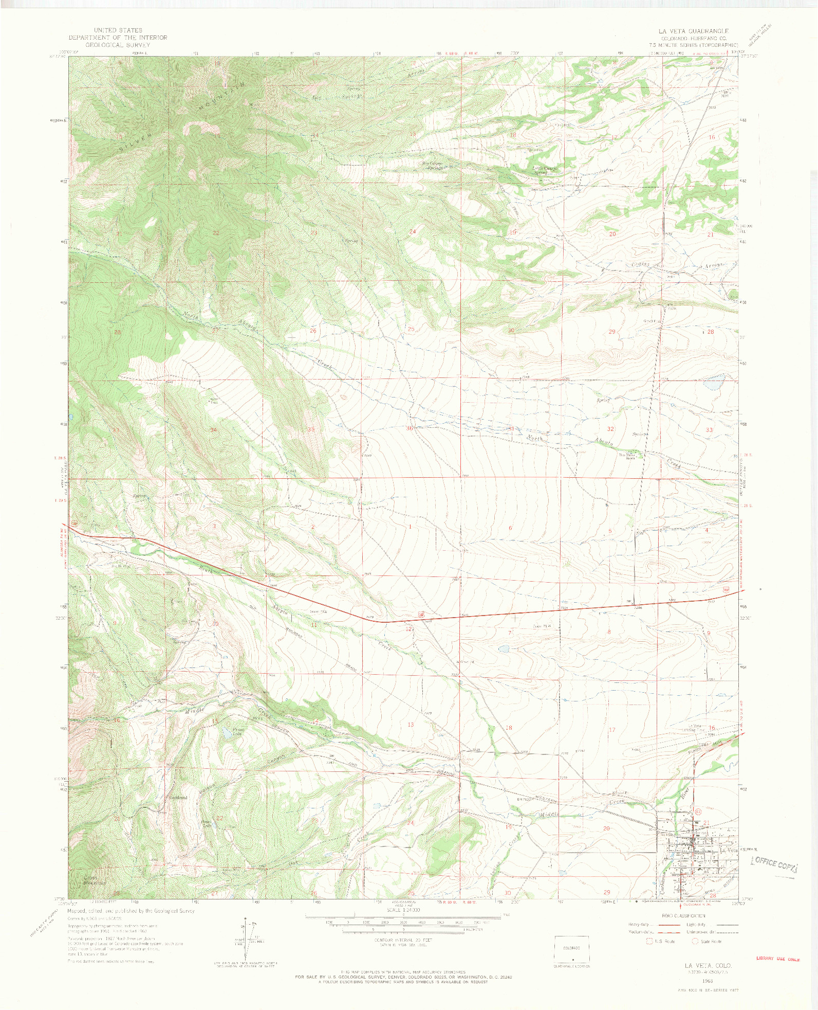 USGS 1:24000-SCALE QUADRANGLE FOR LA VETA, CO 1963